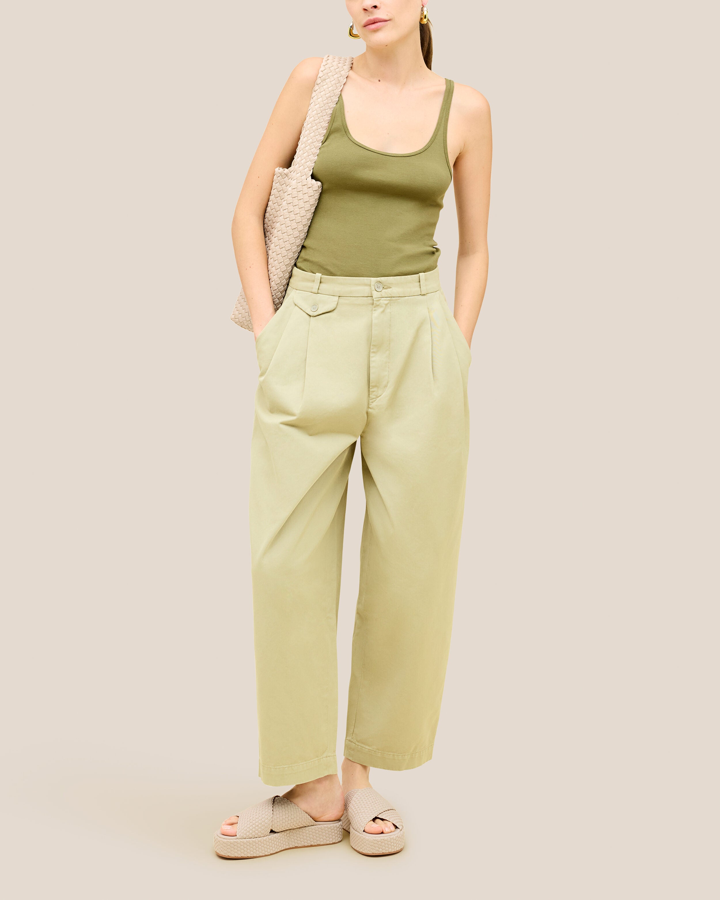 The Laguna Platform in Ecru shown on model.