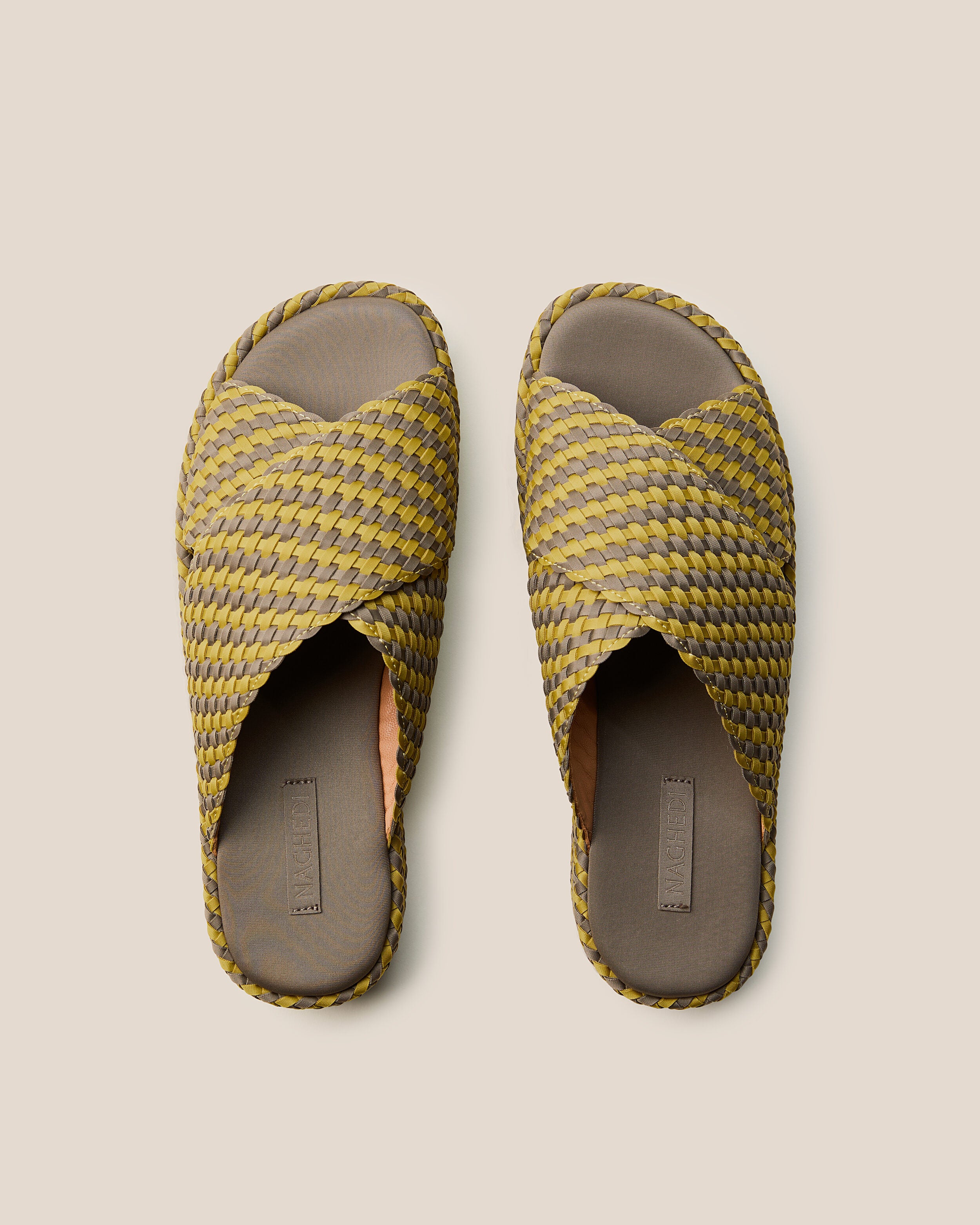 Top view of pair of The Laguna Platform in Palma showing the padded neoprene insole.