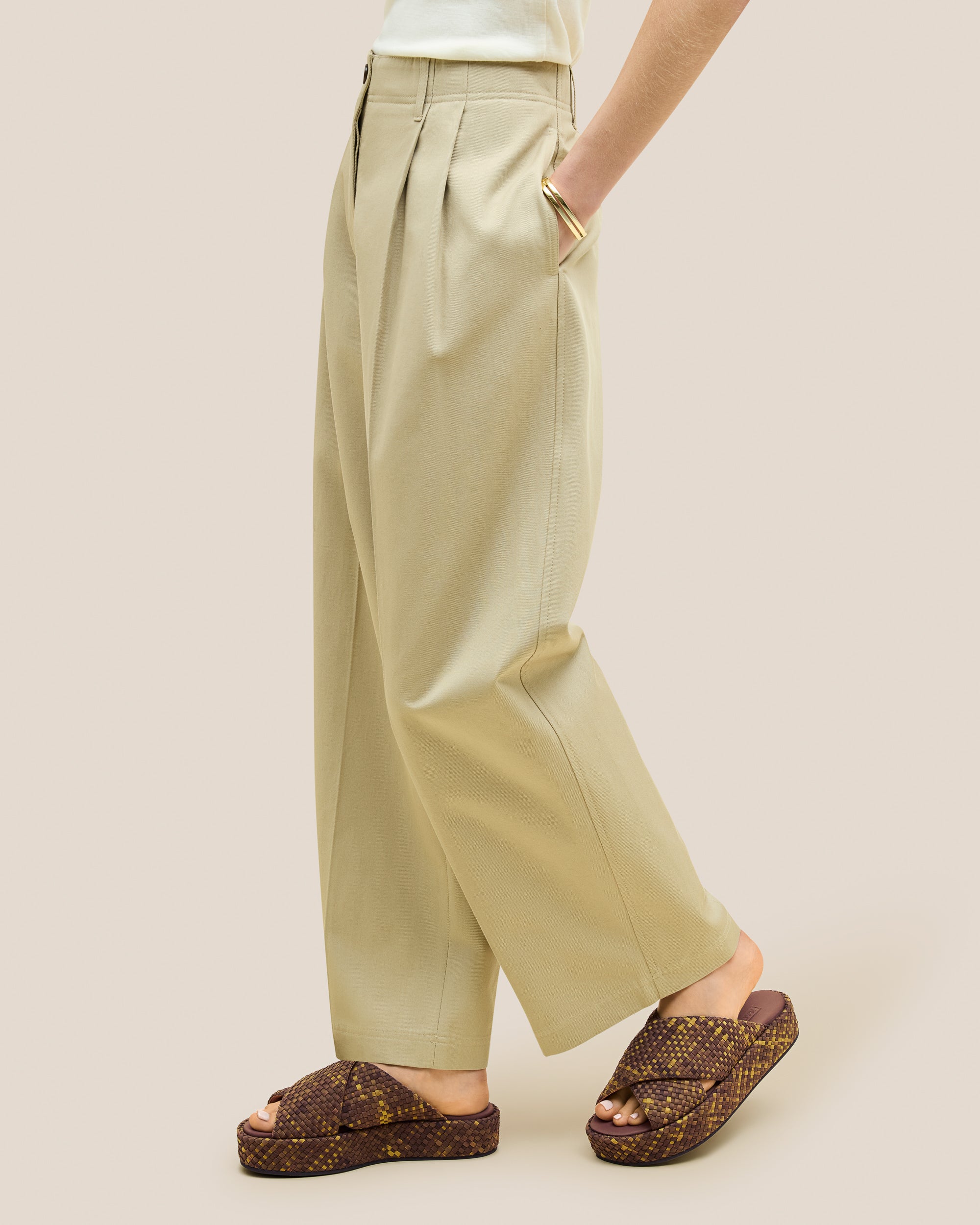 Laguna Watercolor Platform Sandal in Tortoiseshell shown on model.