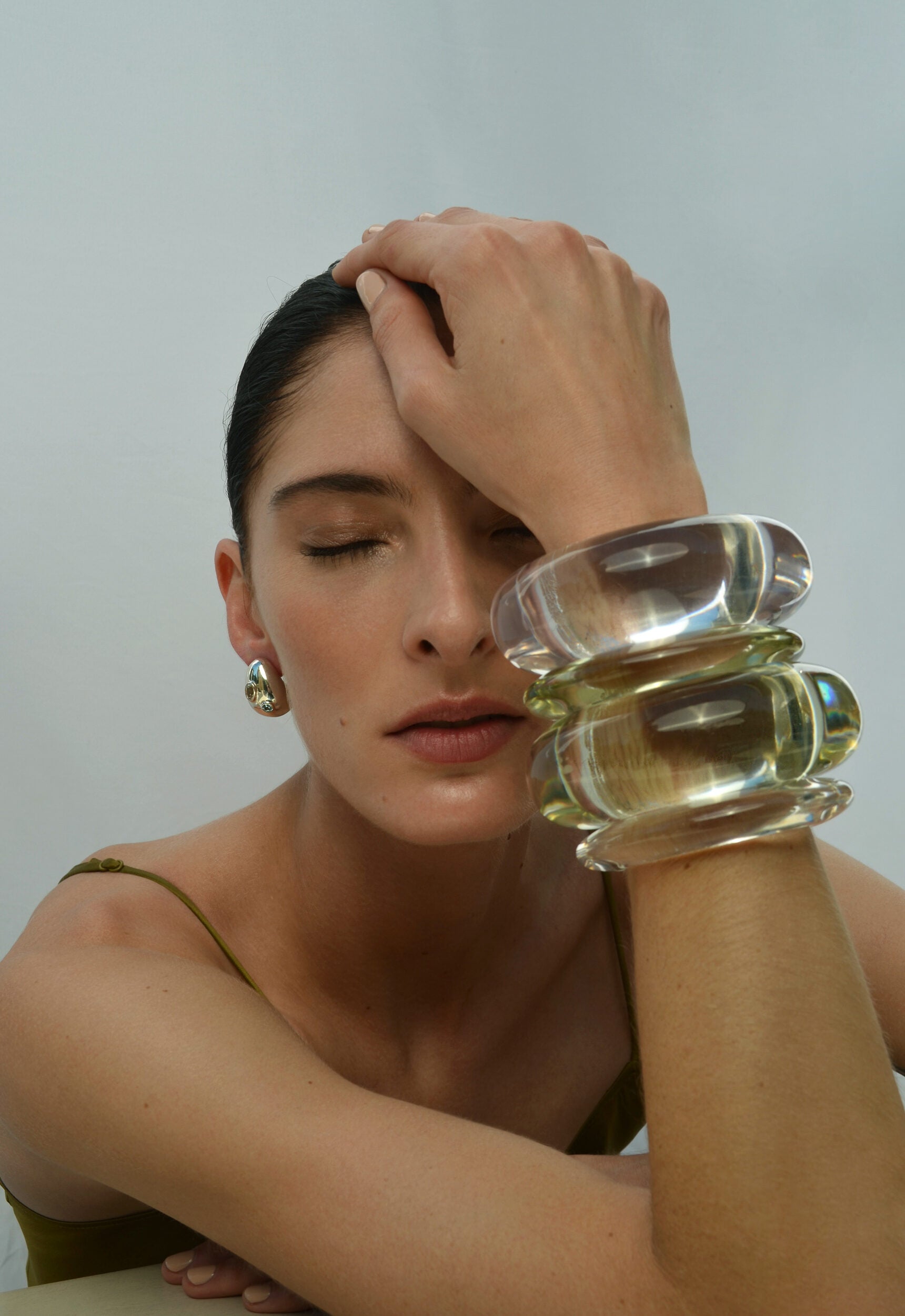 Lizzie Fortunato Ridge Cuff in Clear | On Model Close Up