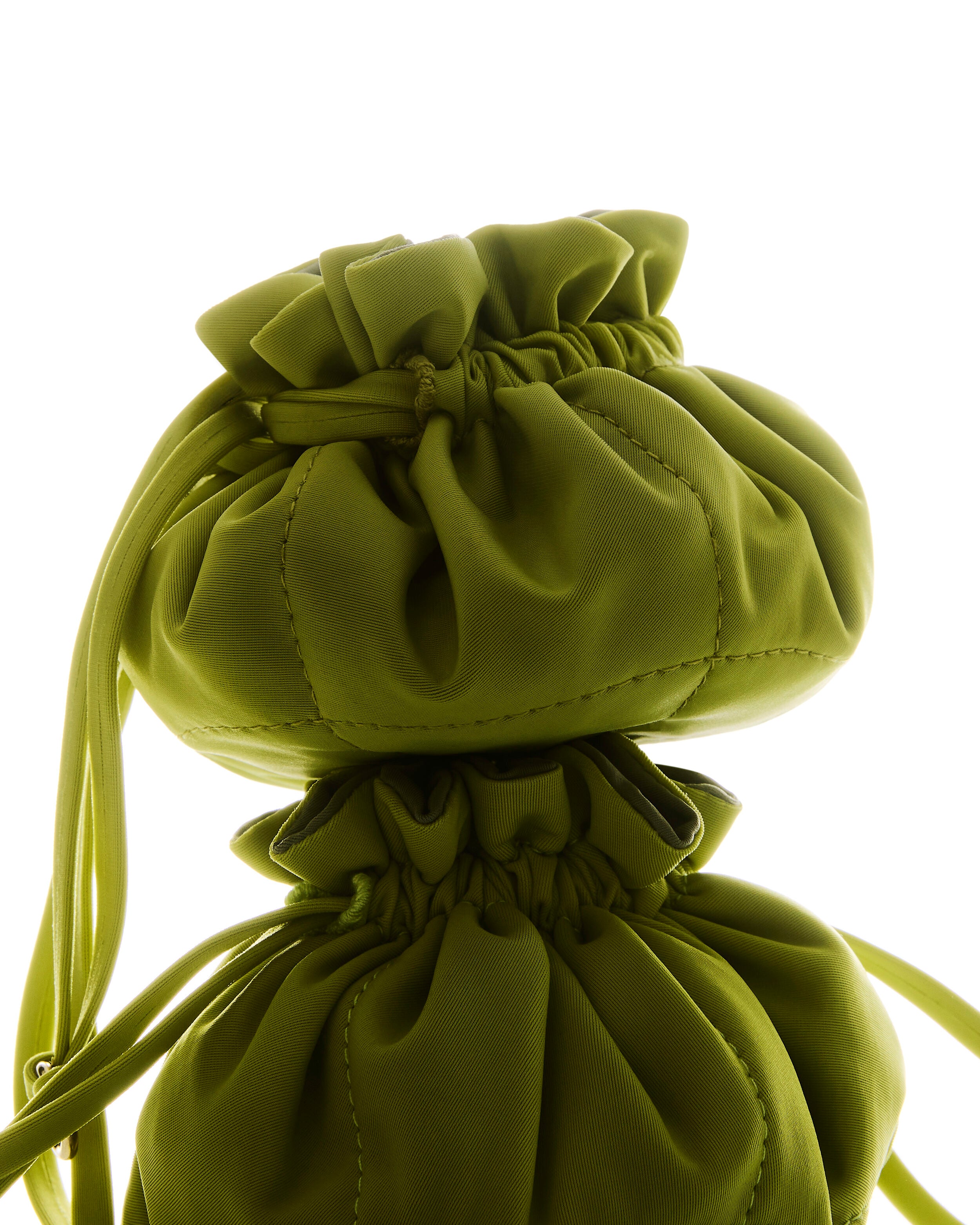 Close-up of handwoven detailing on Lotus Jewelry Pouch in Matcha (Lotus).