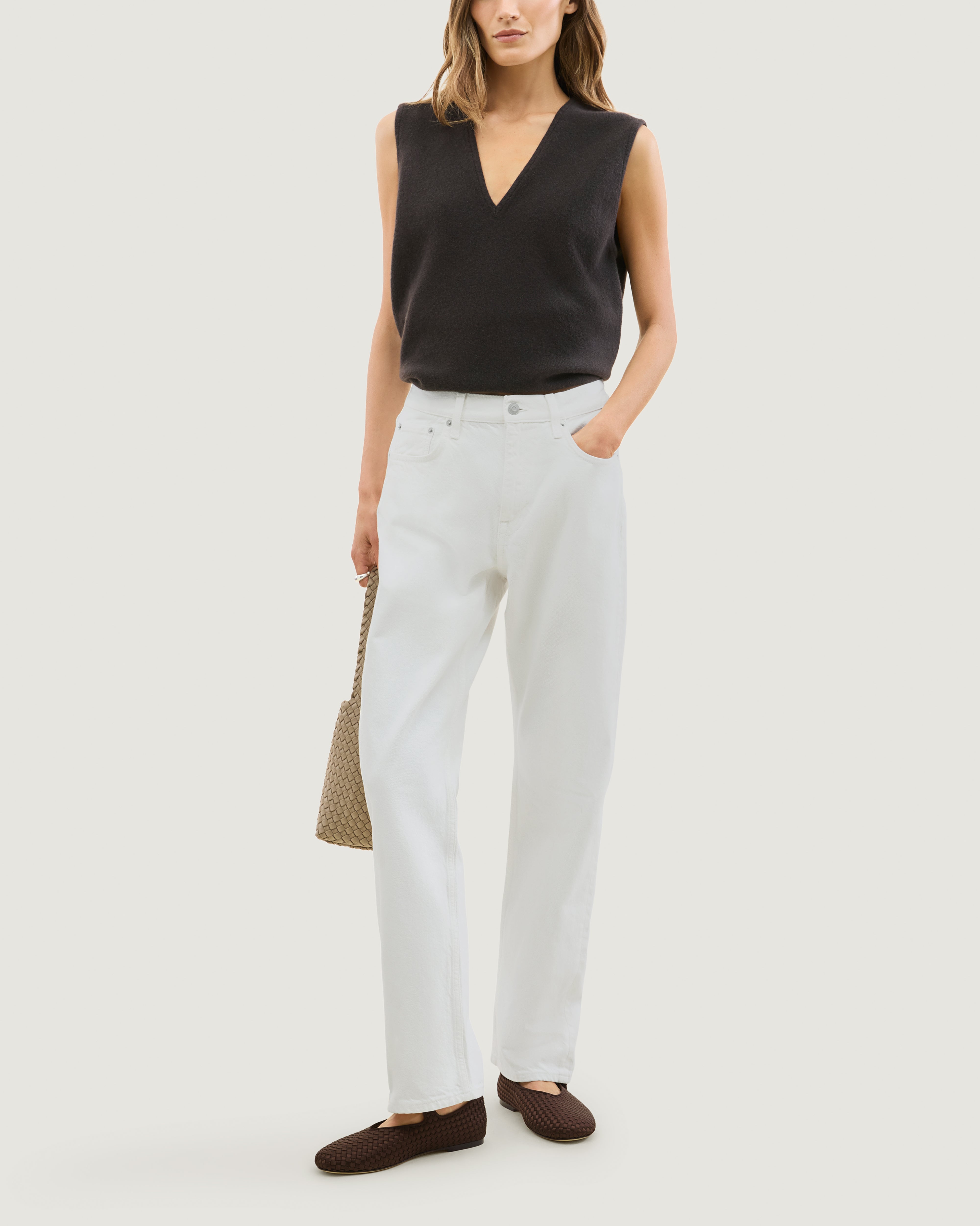 The Marais Mary Jane in Chocolate shown on model.