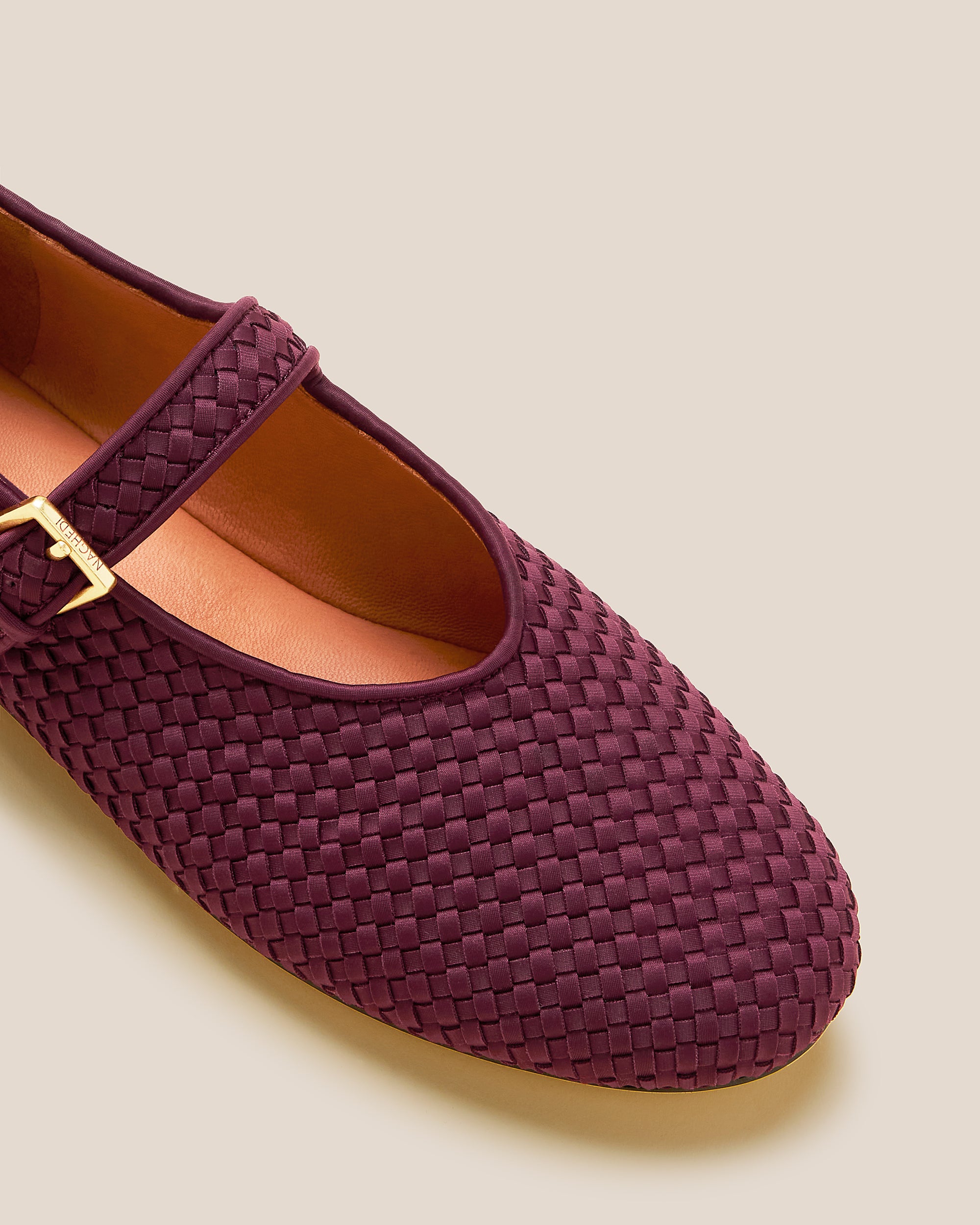 Close-up of Marais Mary Jane Flats in Bordeaux showing its closed toe and round silhouette.