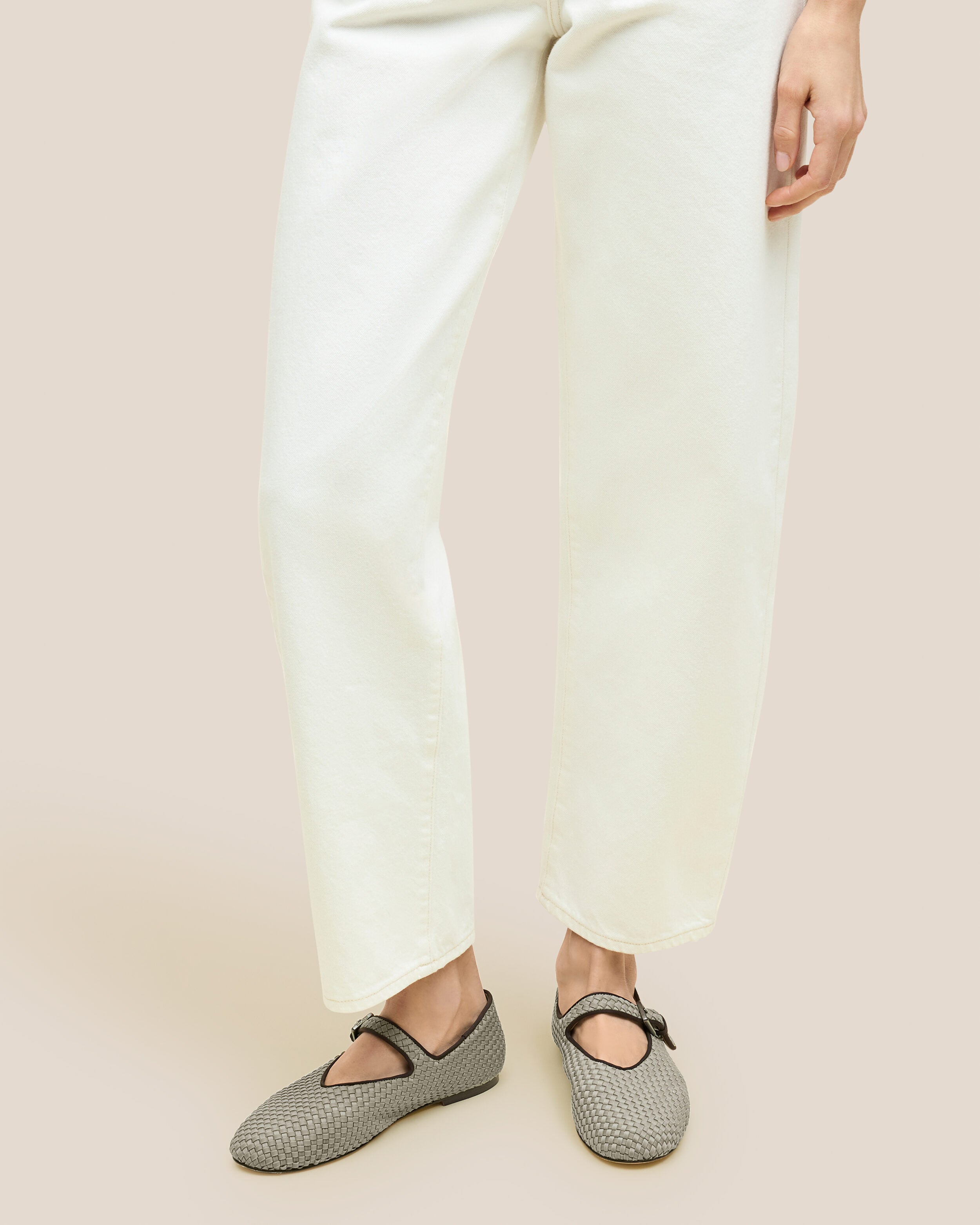 The Marais Mary Jane in Celadon shown on model.