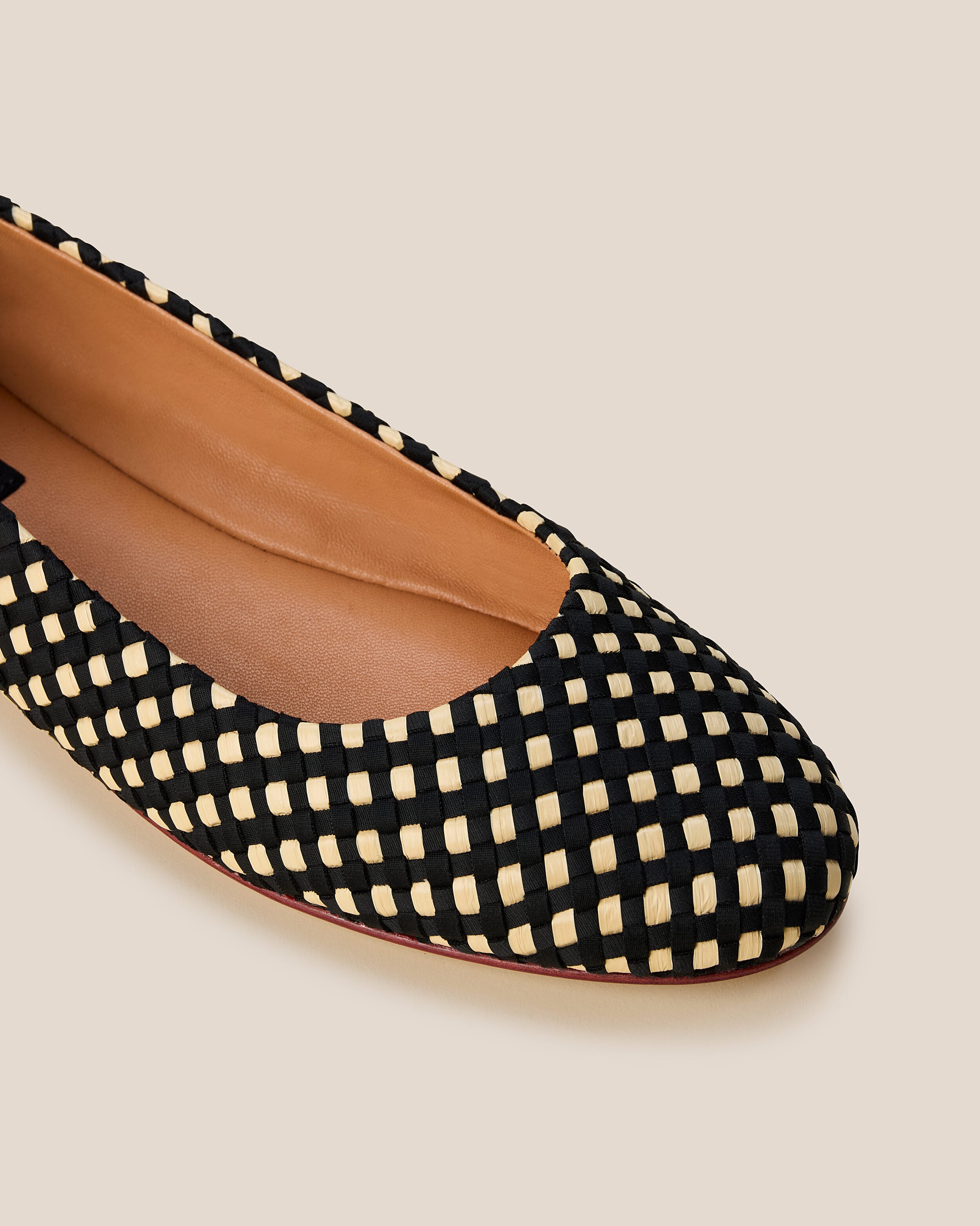 Close-up of The Nomad Ballet Flat in Costa showing its closed toe and square silhouette.