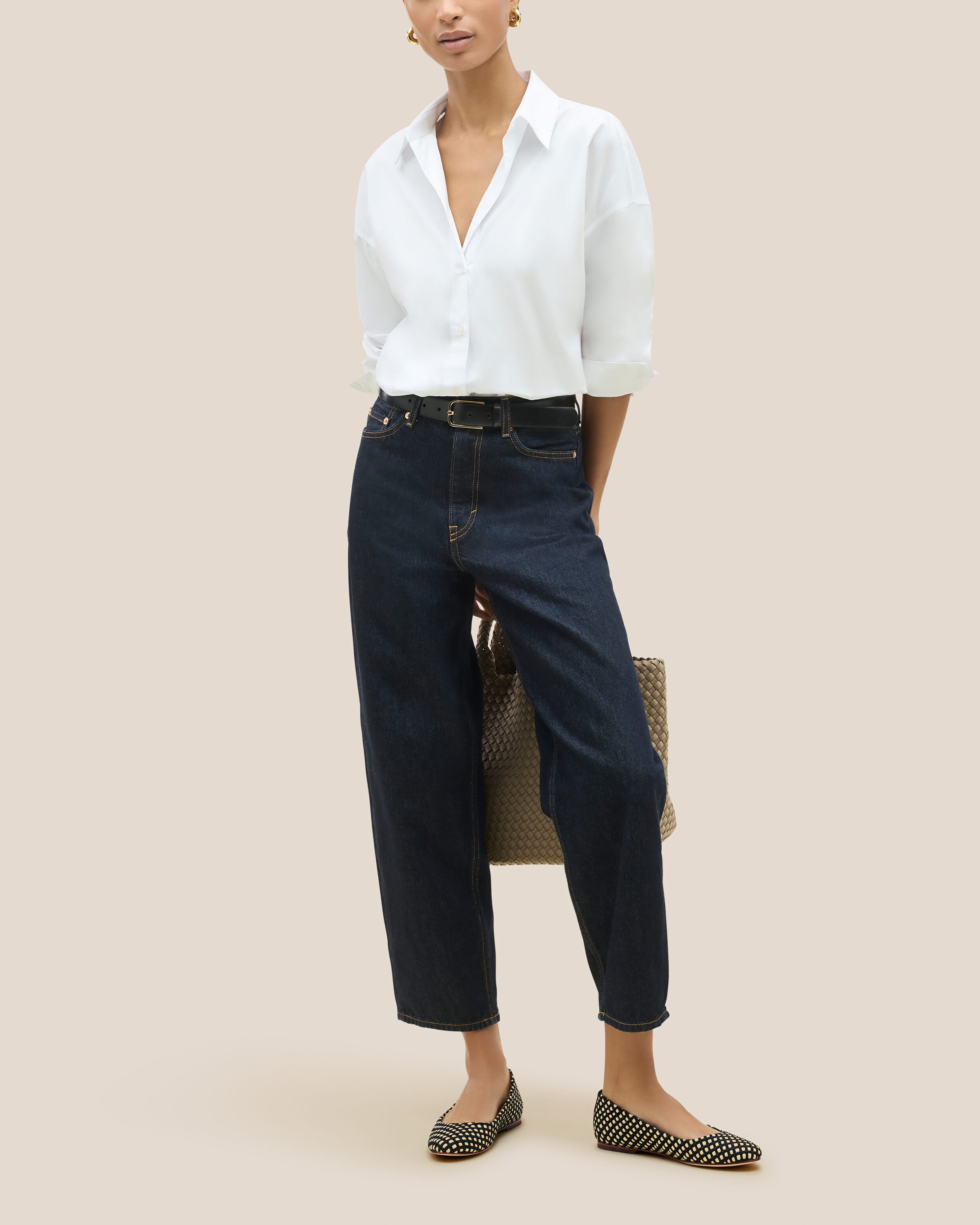 The Nomad Ballet Flat in Costa shown on model.