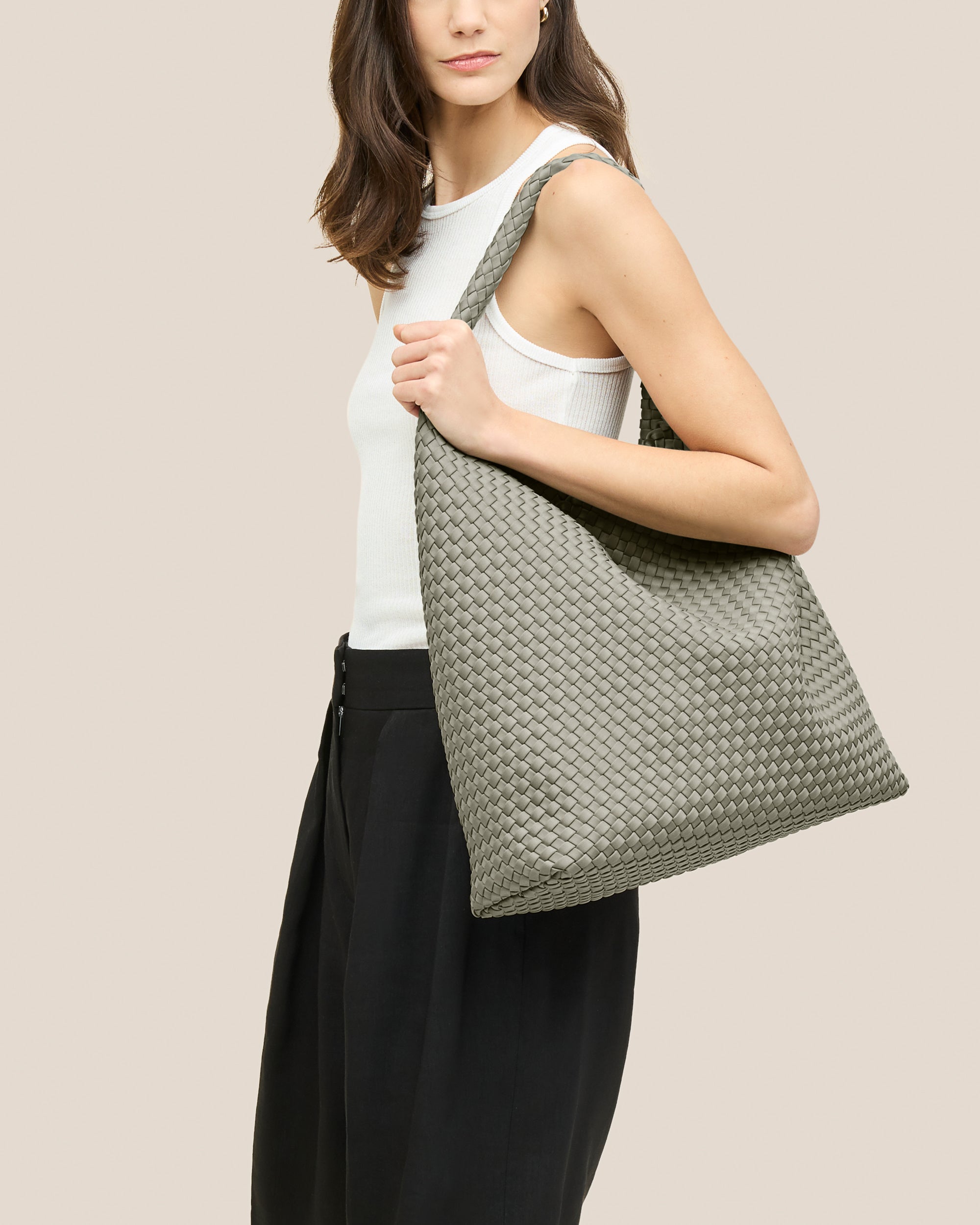 Nomad Large Hobo in Celadon | On Model Close Up