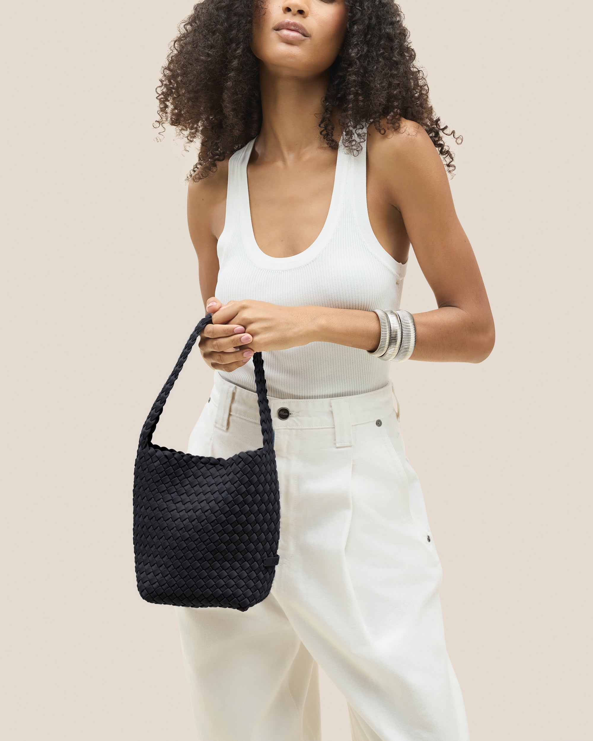 Nomad Small Hobo in Onyx | On Model Close Up