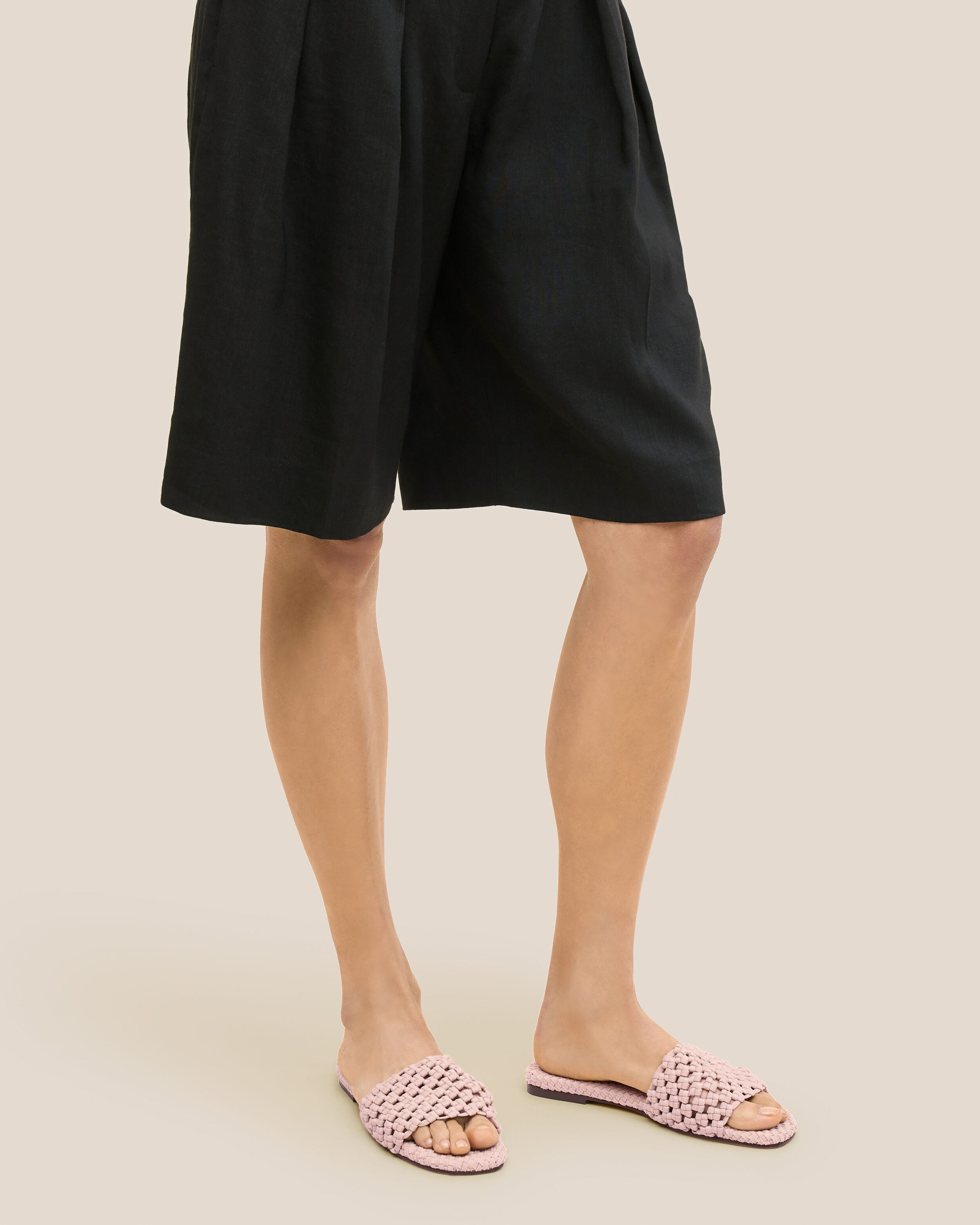 The Ojai Slide in Petal shown on model.