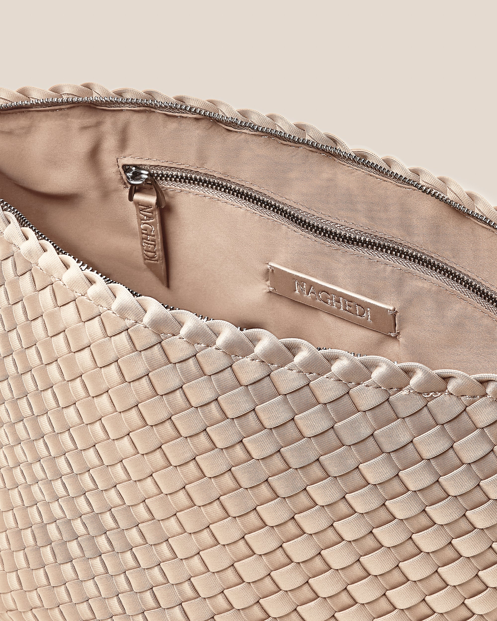 Portofino Large Cosmetic Pouch in Ecru | Interior