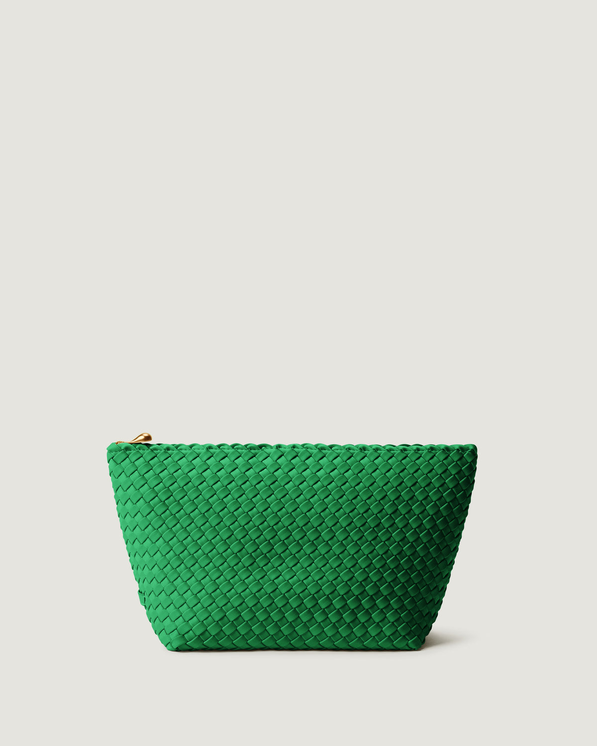Portofino Cosmetic Pouch in Emerald in handwoven neoprene, featuring a zip closure.