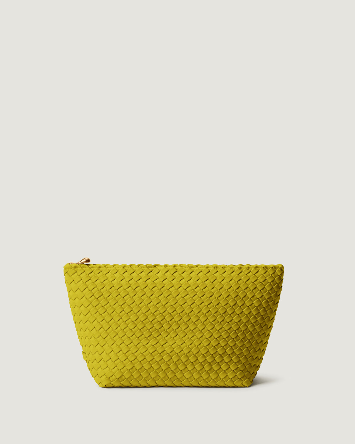 Portofino Cosmetic Pouch in Ochre in handwoven neoprene, featuring a zip closure.