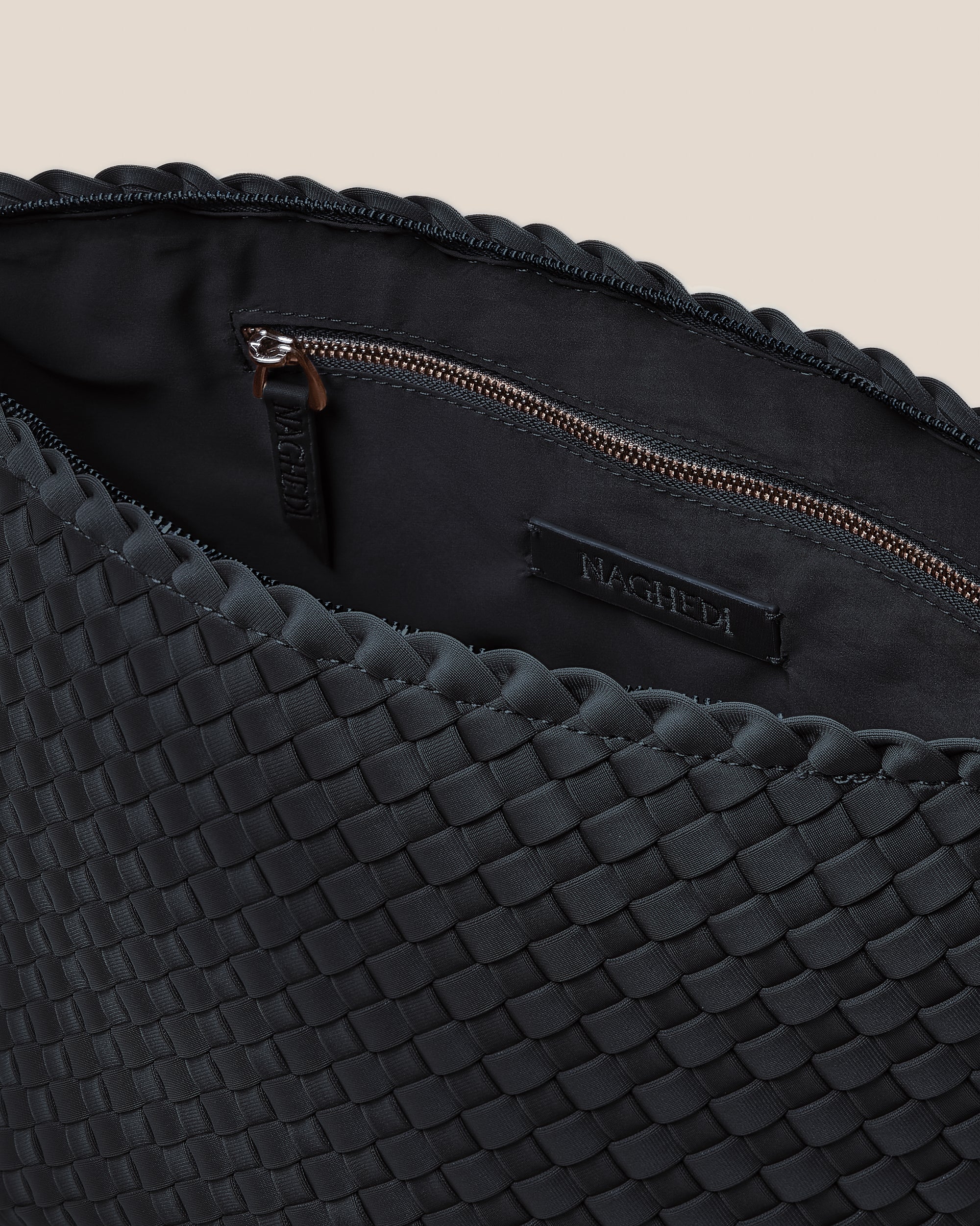 Portofino Large Cosmetic Pouch in Onyx | Interior