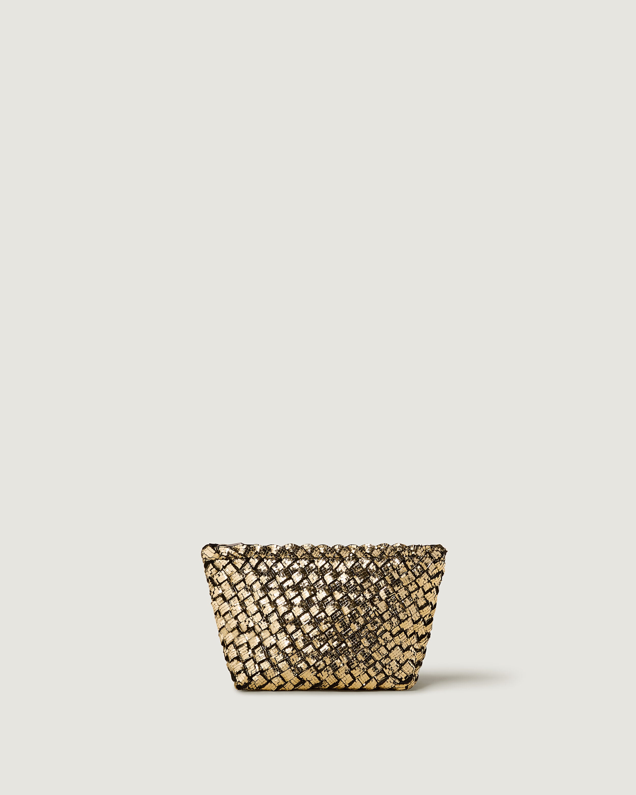 Portofino Cosmetic Pouch in Gold, a metallic gold tone, featuring a zip closure.