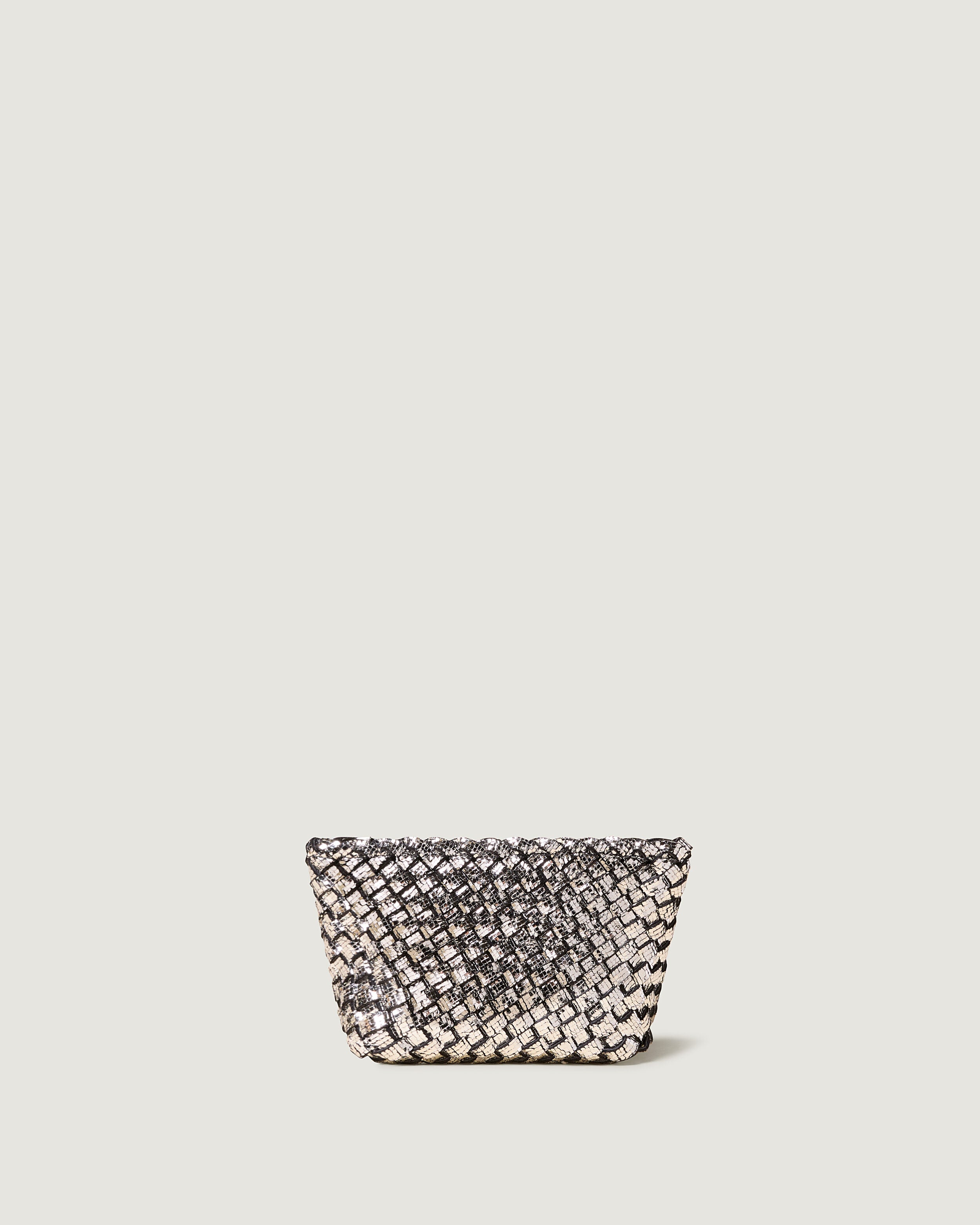 Portofino Cosmetic Pouch in Silver featuring a zip closure.