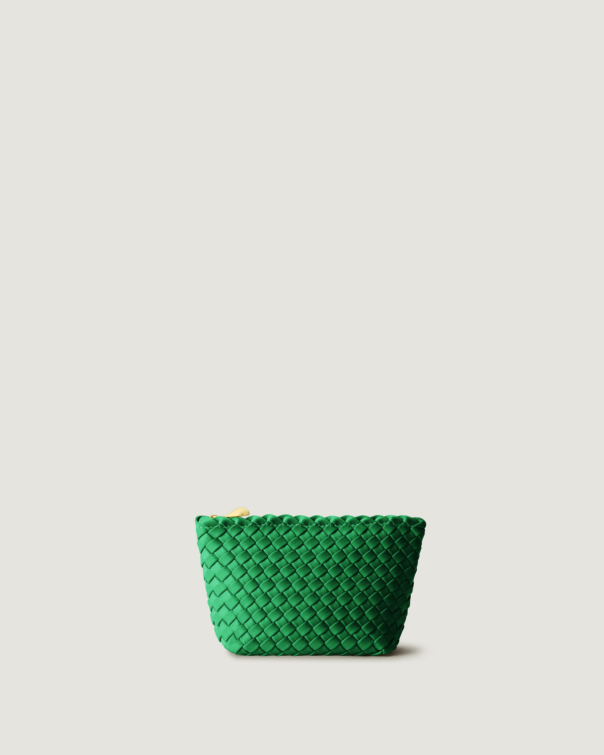 Portofino Cosmetic Pouch in Emerald in handwoven neoprene, featuring a zip closure.