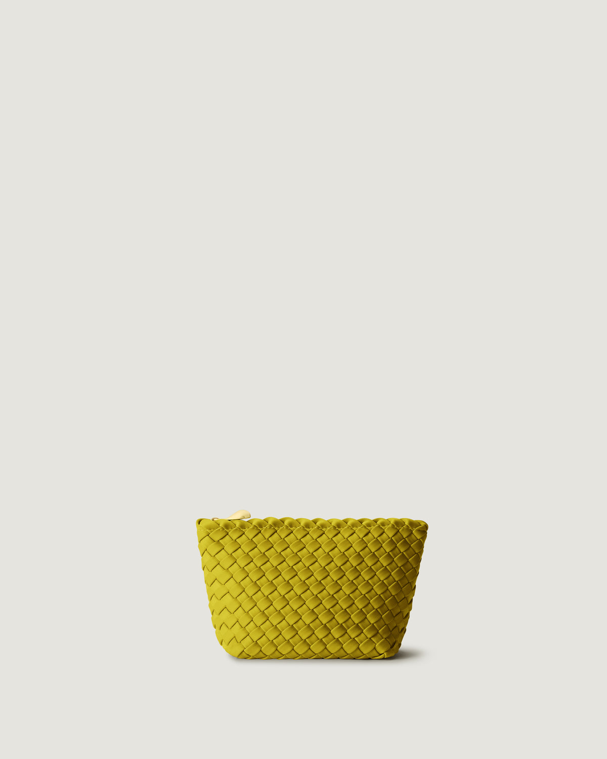 Portofino Cosmetic Pouch in Ochre in handwoven neoprene, featuring a zip closure.
