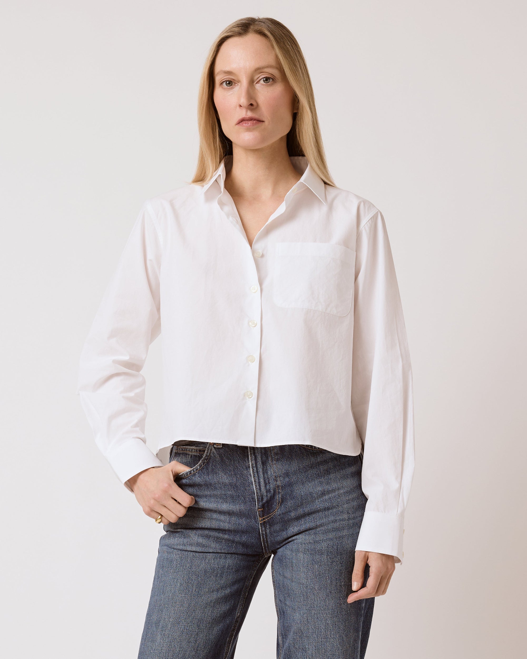 T.Line Coco Cropped Shirt | White Poplin