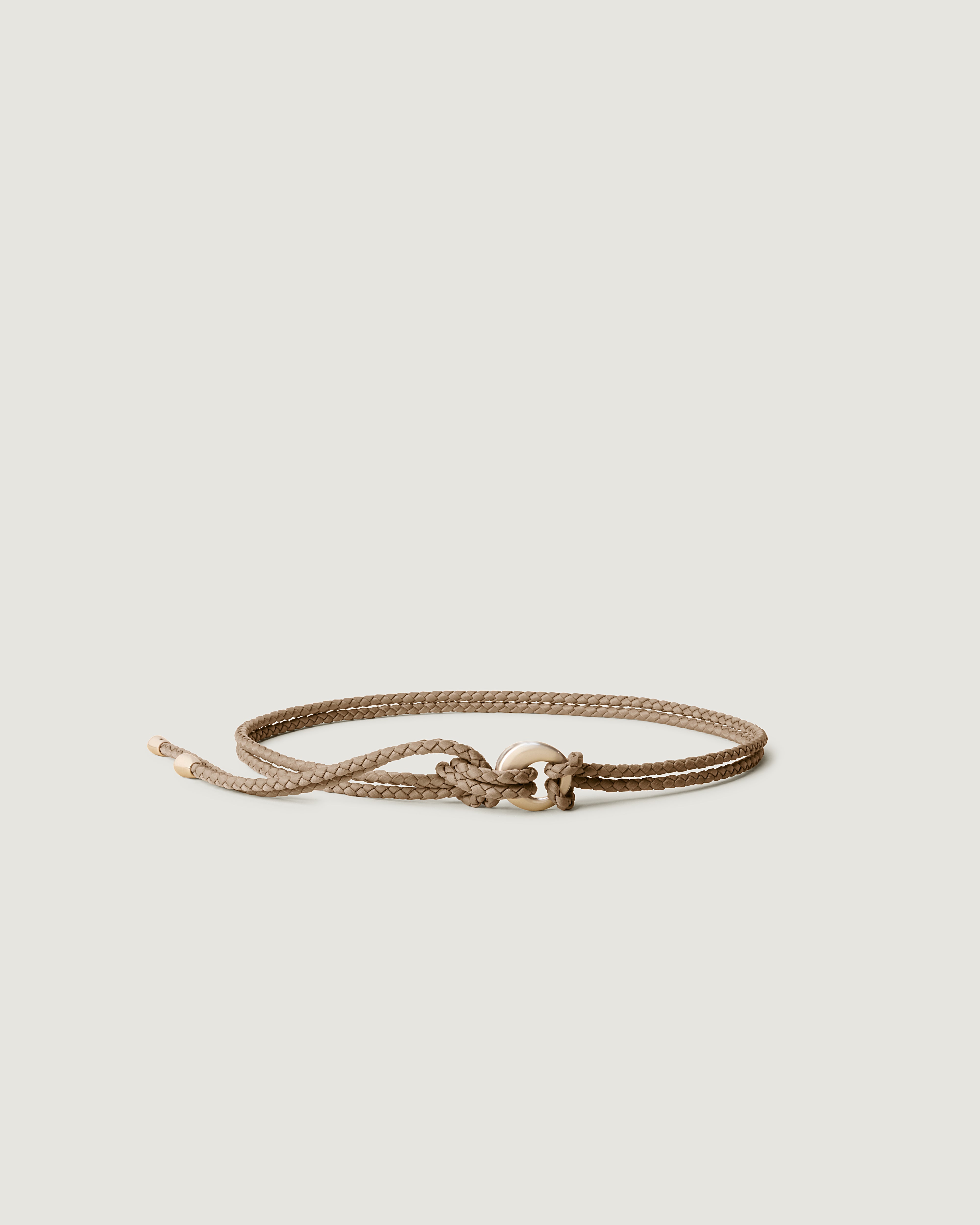 Main view of the Salta Belt in Cashmere in handwoven neoprene. Featuring custom hardware and an adjustable fit.