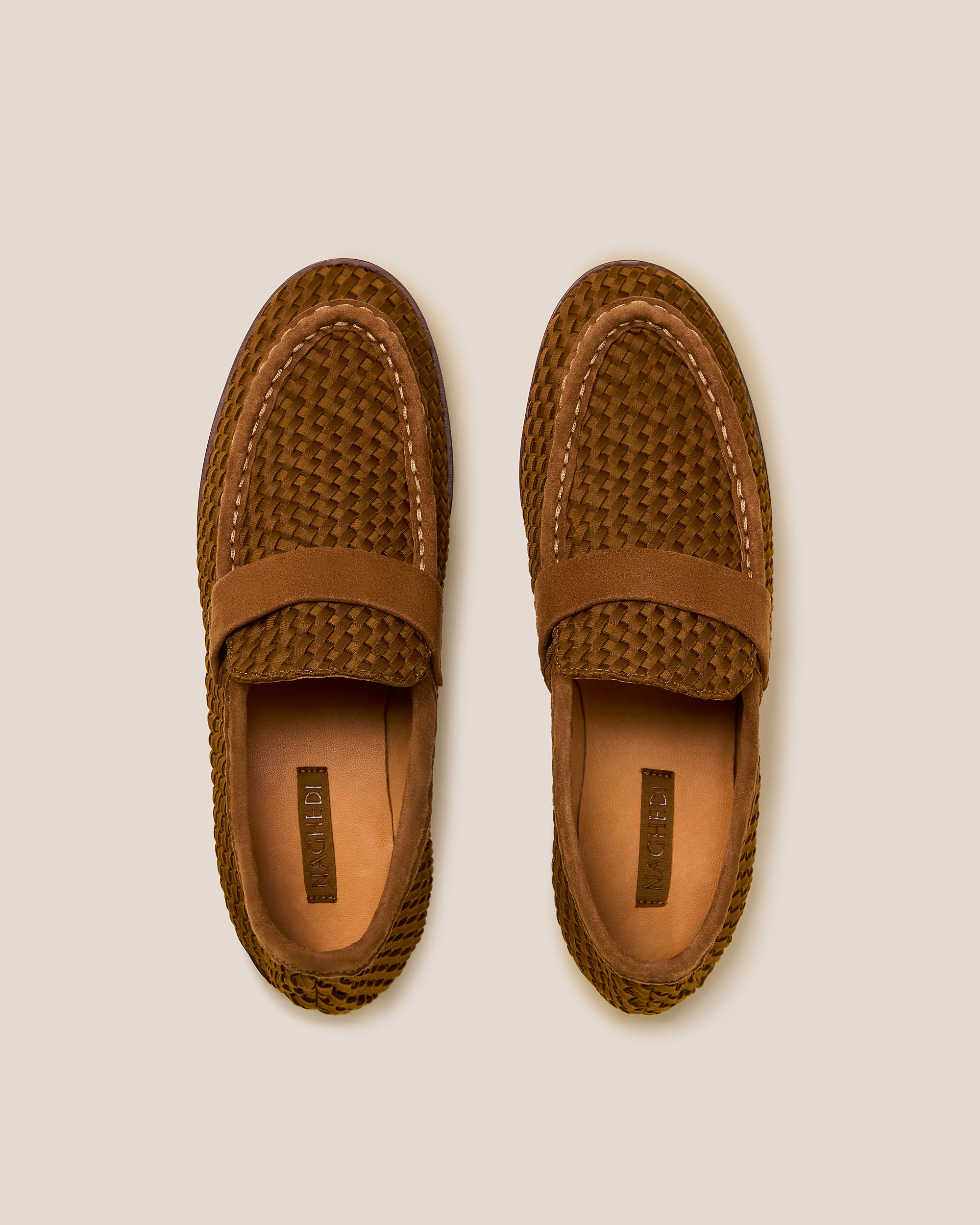 Top view of pair of Sonoma Loafers in Teak.