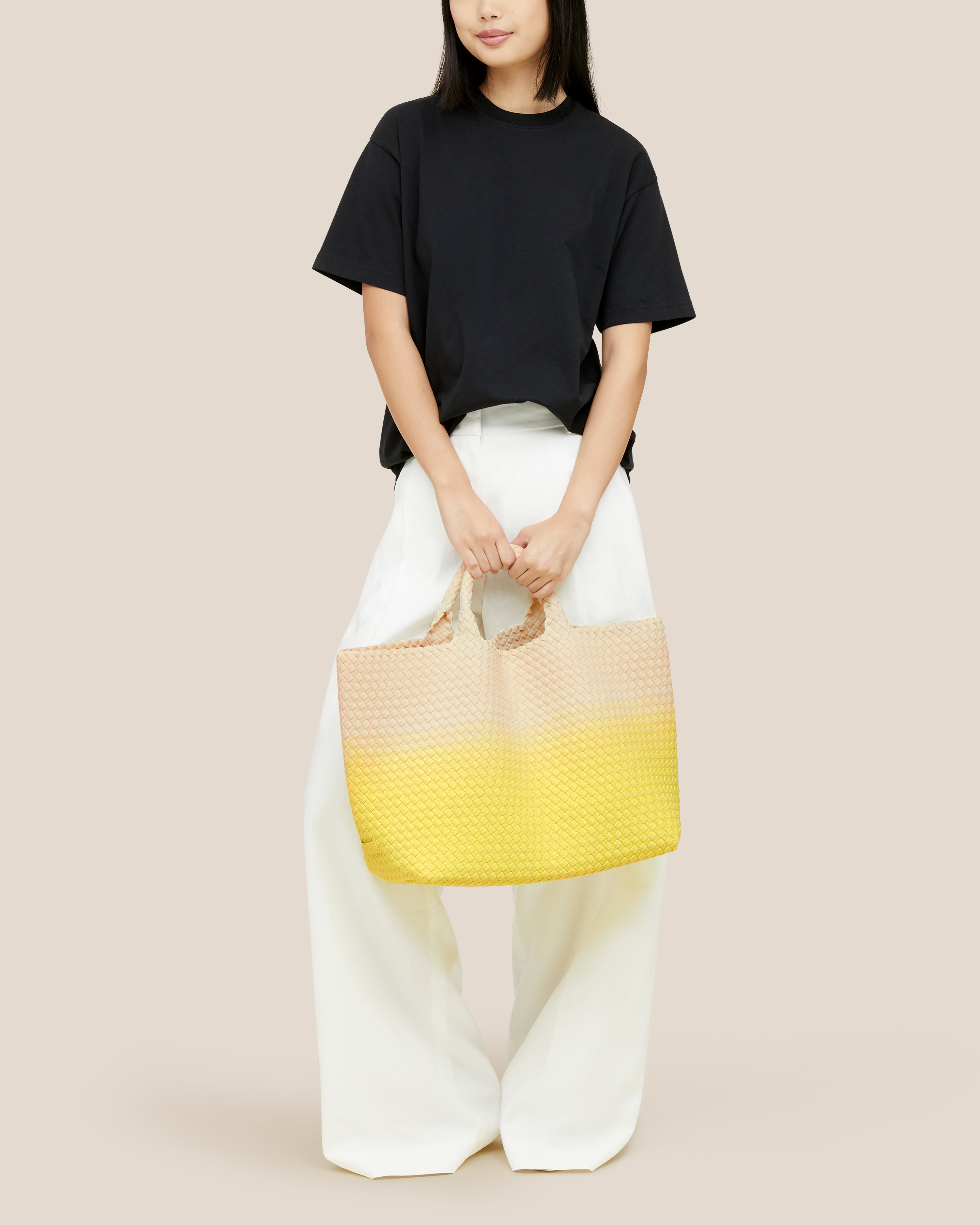 St. Barths Large Tote Dip Dyed | Ginkgo | On Model Full