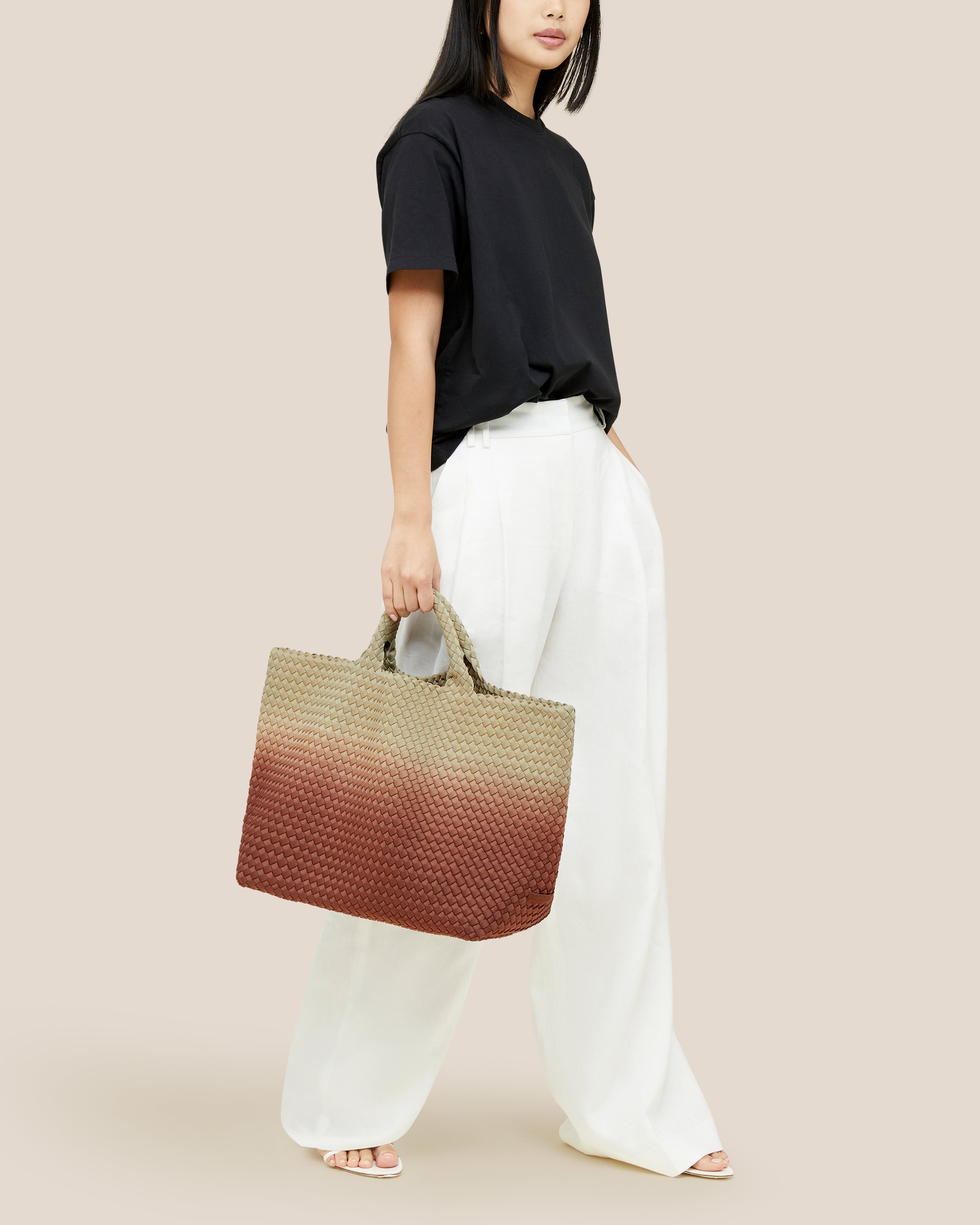 St. Barths Large Tote Dip Dyed | Java | On Model Full