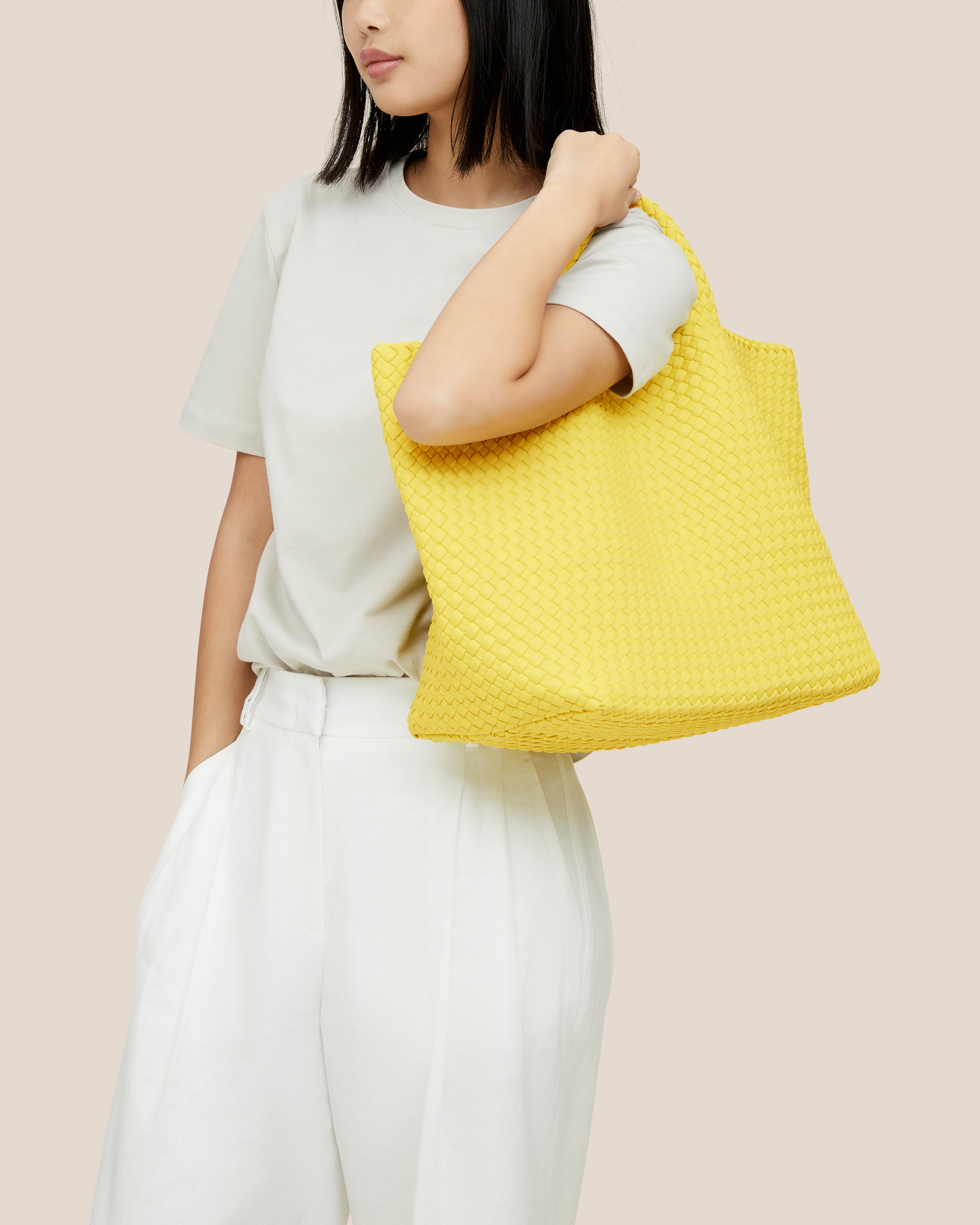 St. Barths Large Tote | Citron | On Model Close