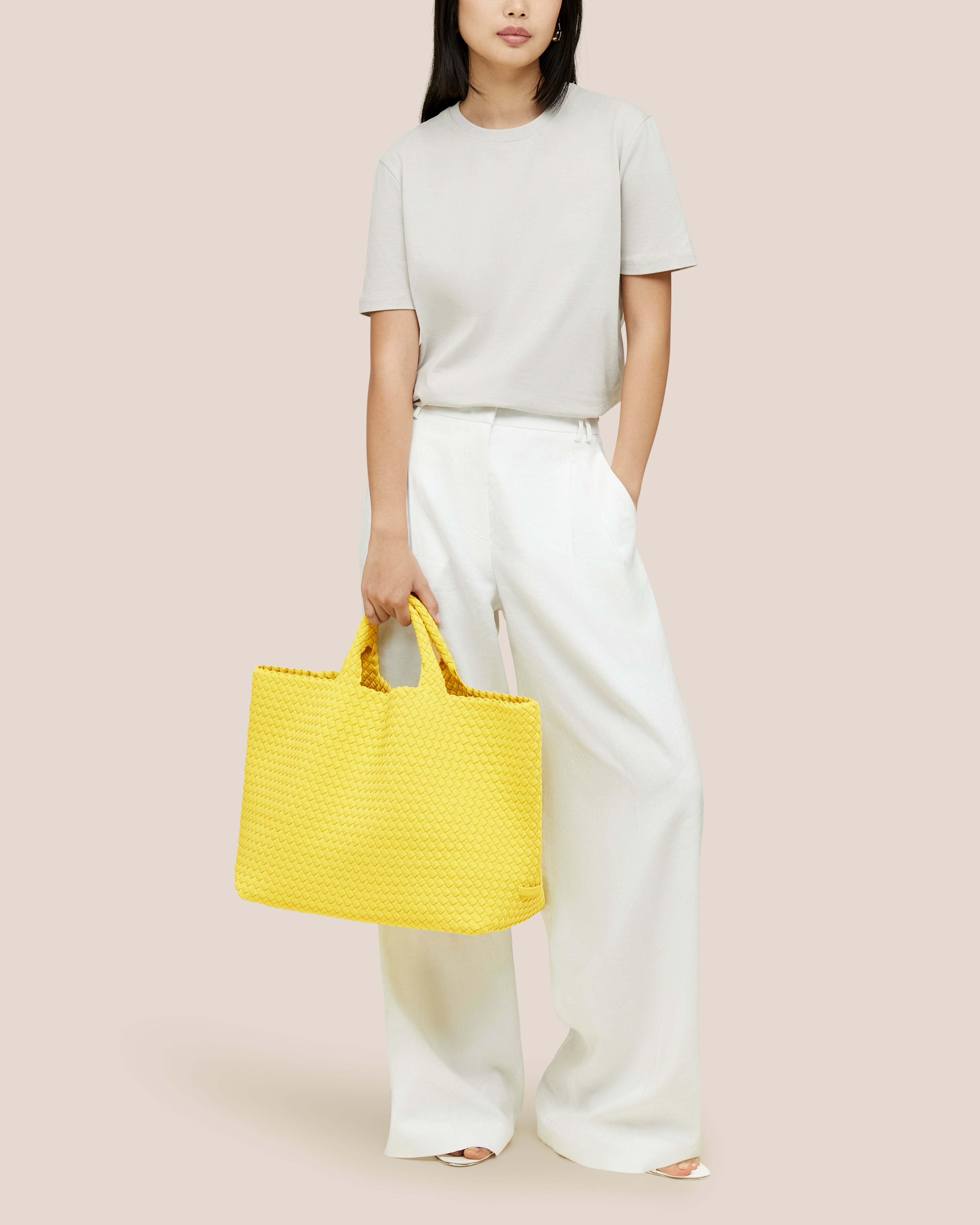 St. Barths Large Tote | Citron | On Model Full