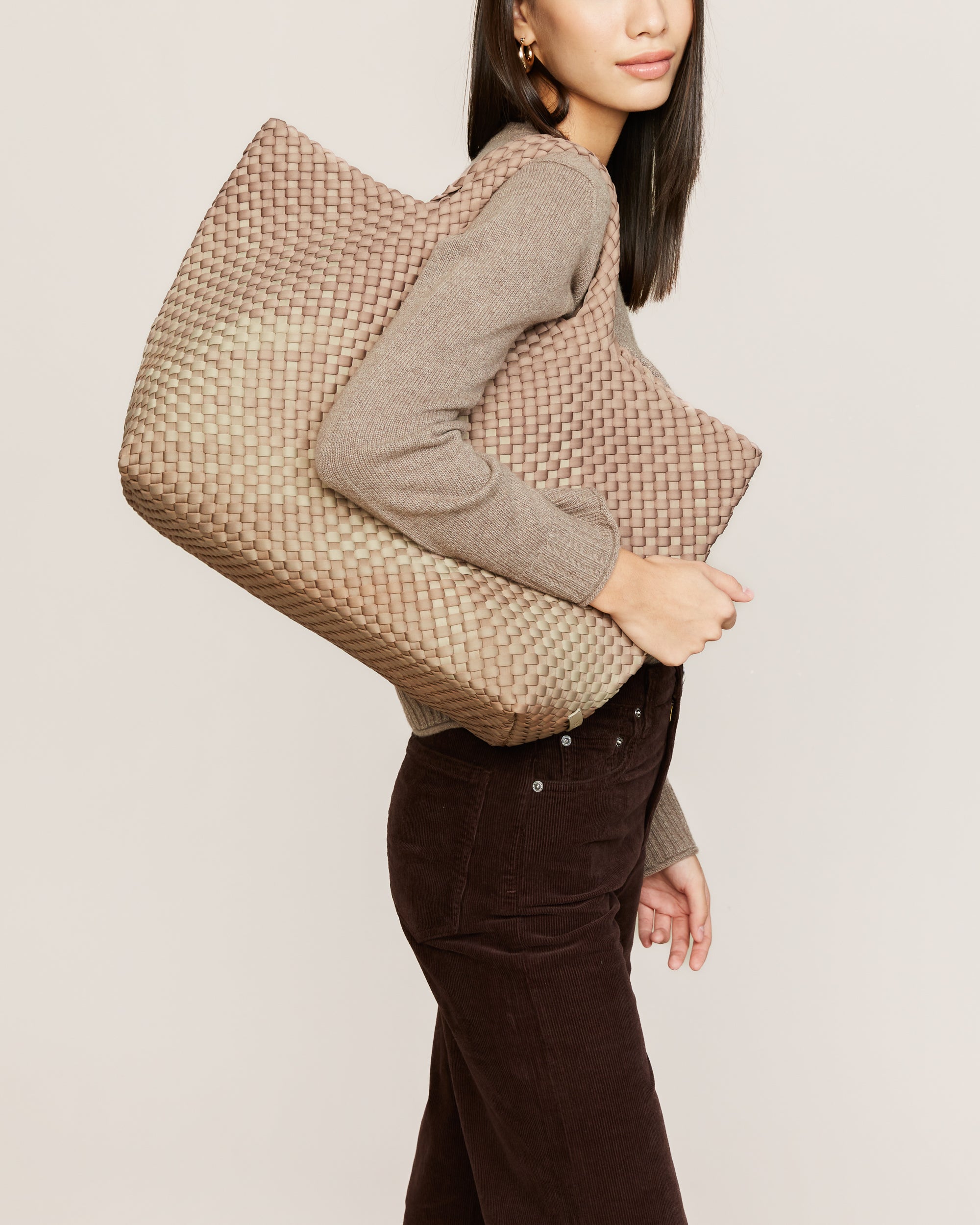 St. Barths Large Tote Graphic Ombre in Bronzed | On Model Close Up