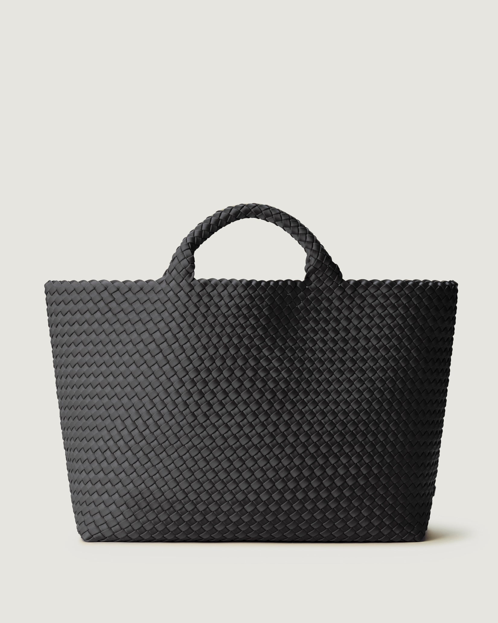 St. Barths Large Tote Bag in Ash, a slate gray  tone, in handwoven neoprene featuring an open top, and woven top handles.