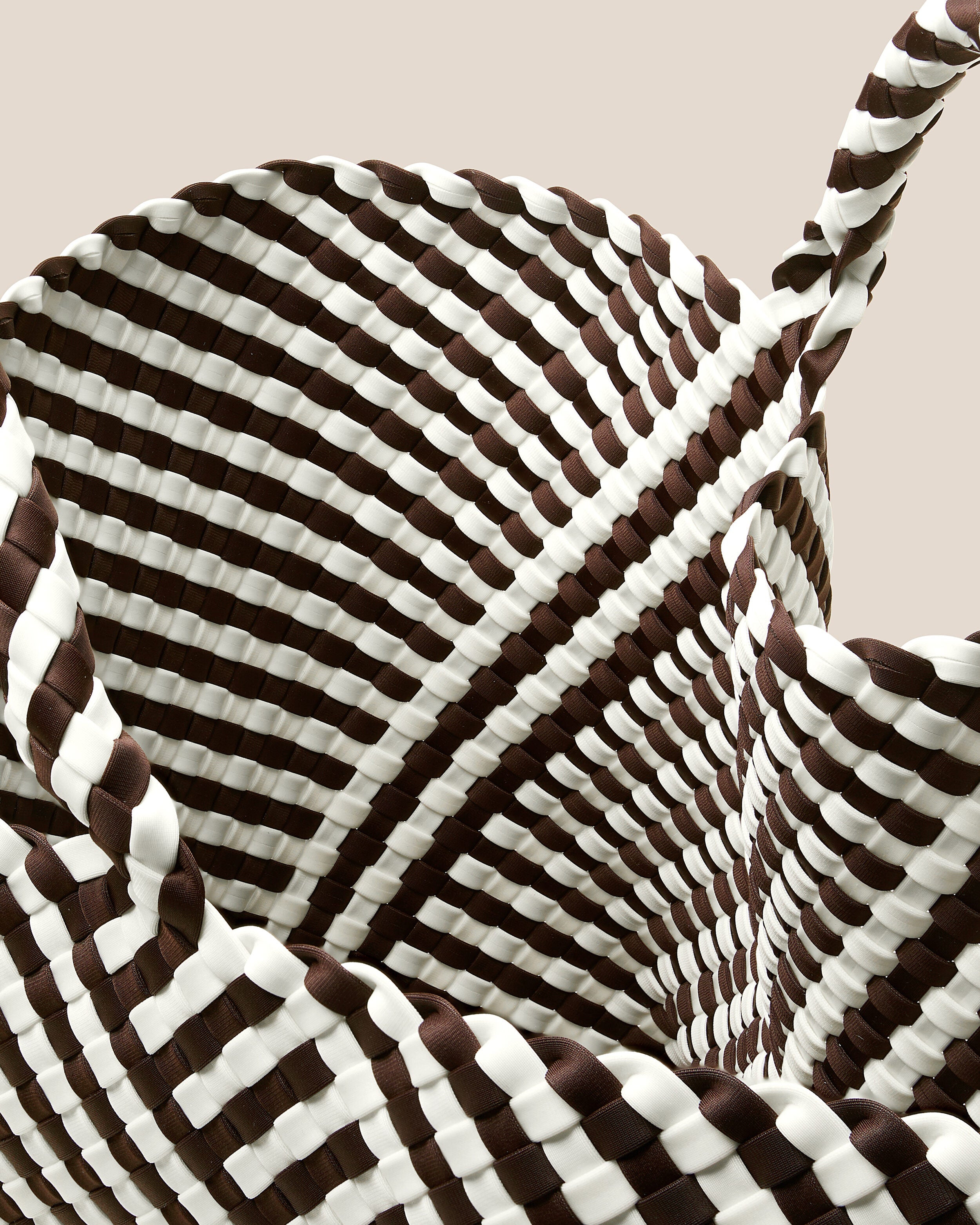 Interior close-up of St. Barths Tote in Roma showing its open top, and unlined interior.