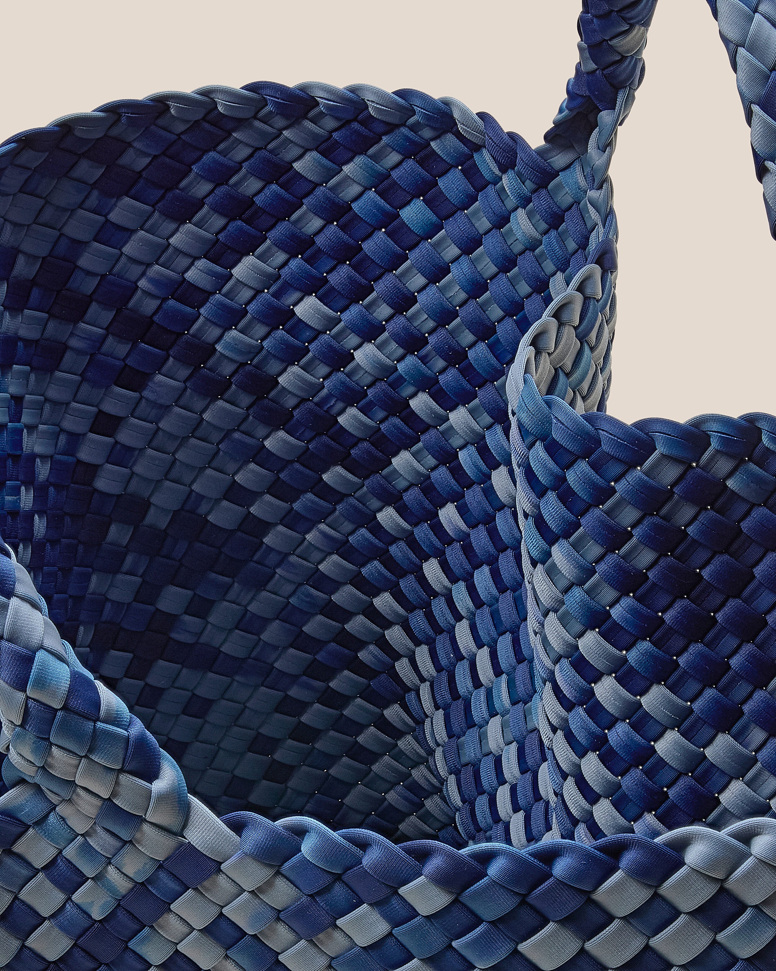 Interior close-up of St. Barths Tote in Paros showing its open top, and unlined interior.