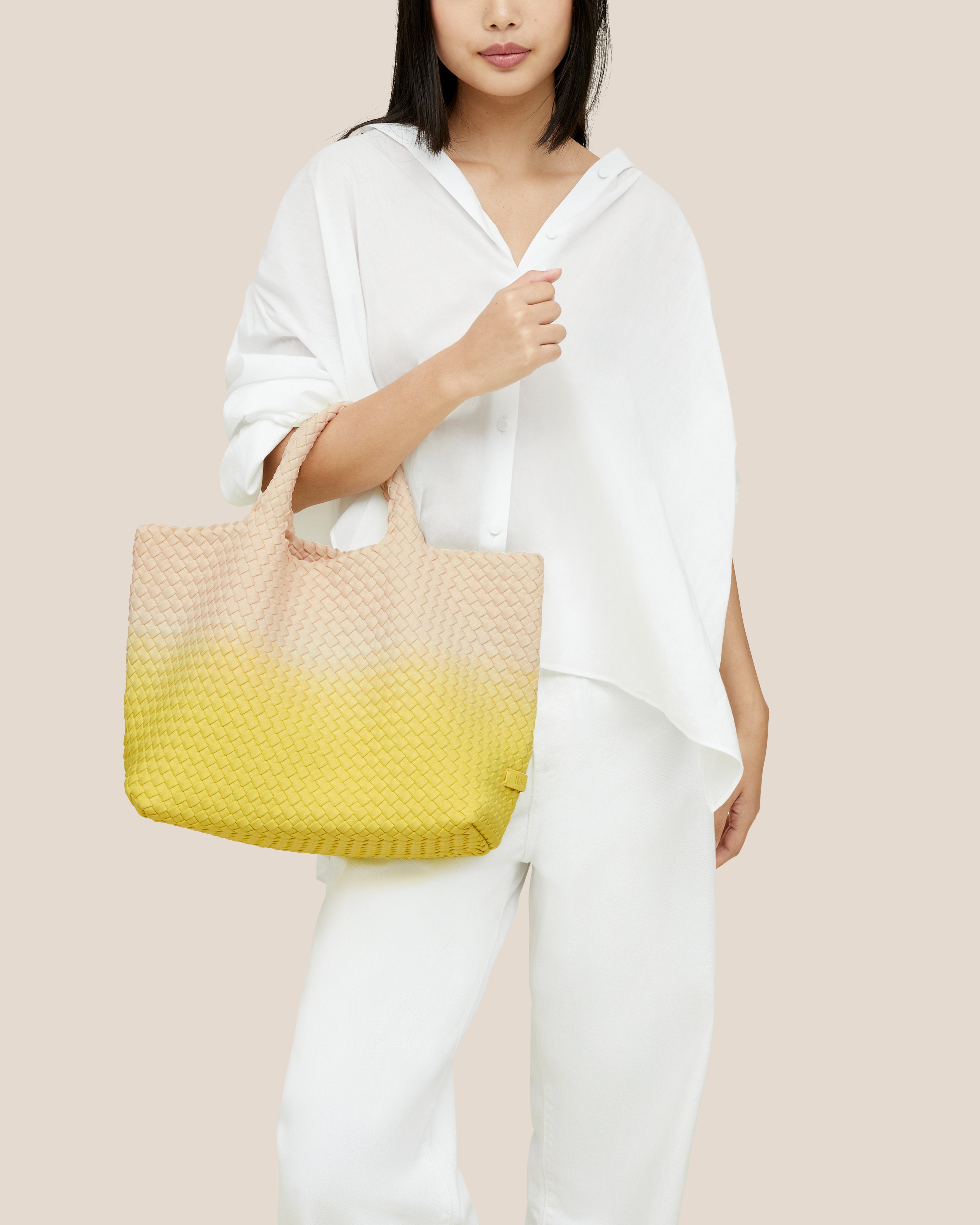 St. Barths Medium Tote Dip Dyed | Ginkgo | On Model Close