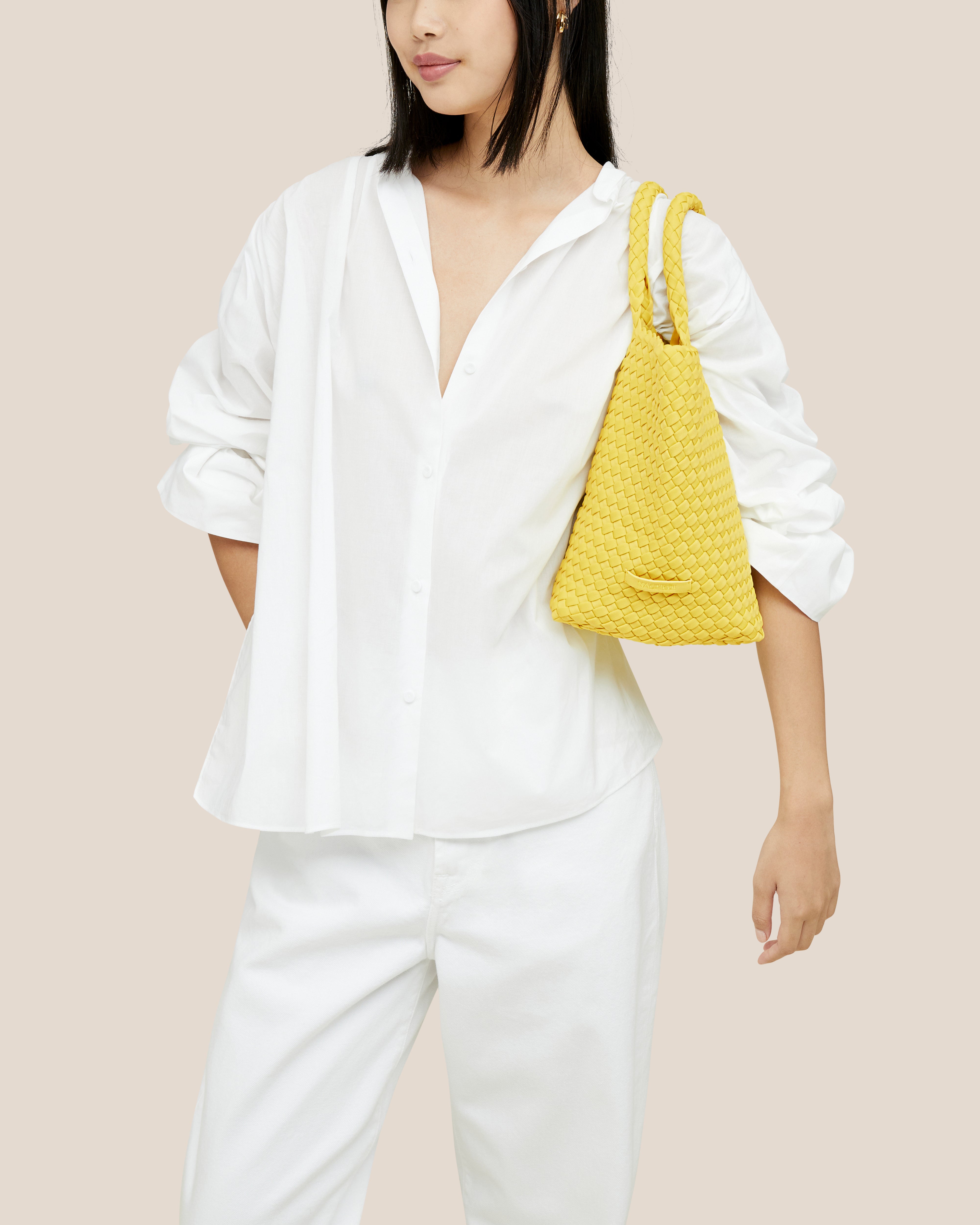 St. Barths Medium Tote | Citron | On Model Close