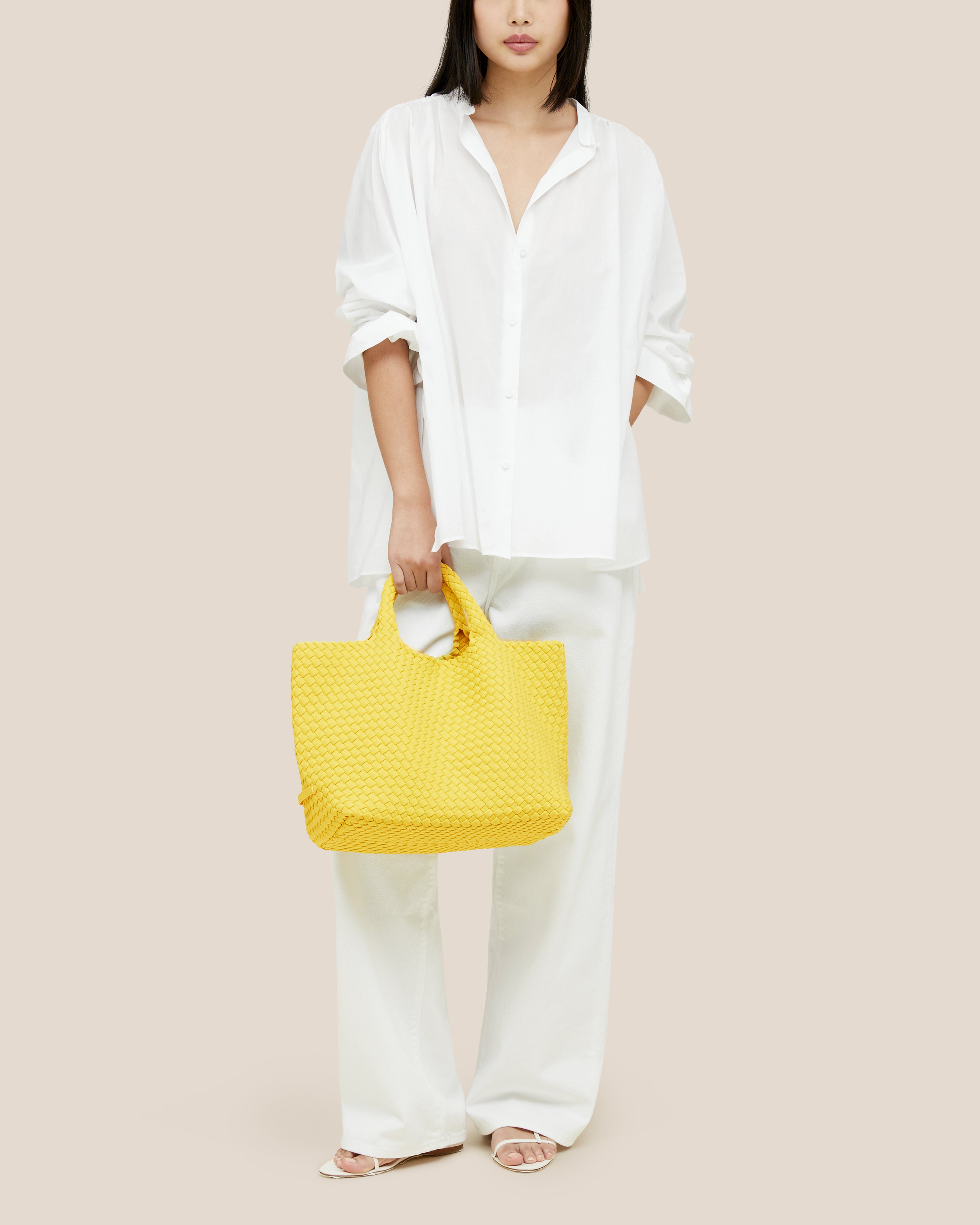 St. Barths Medium Tote | Citron | On Model Full