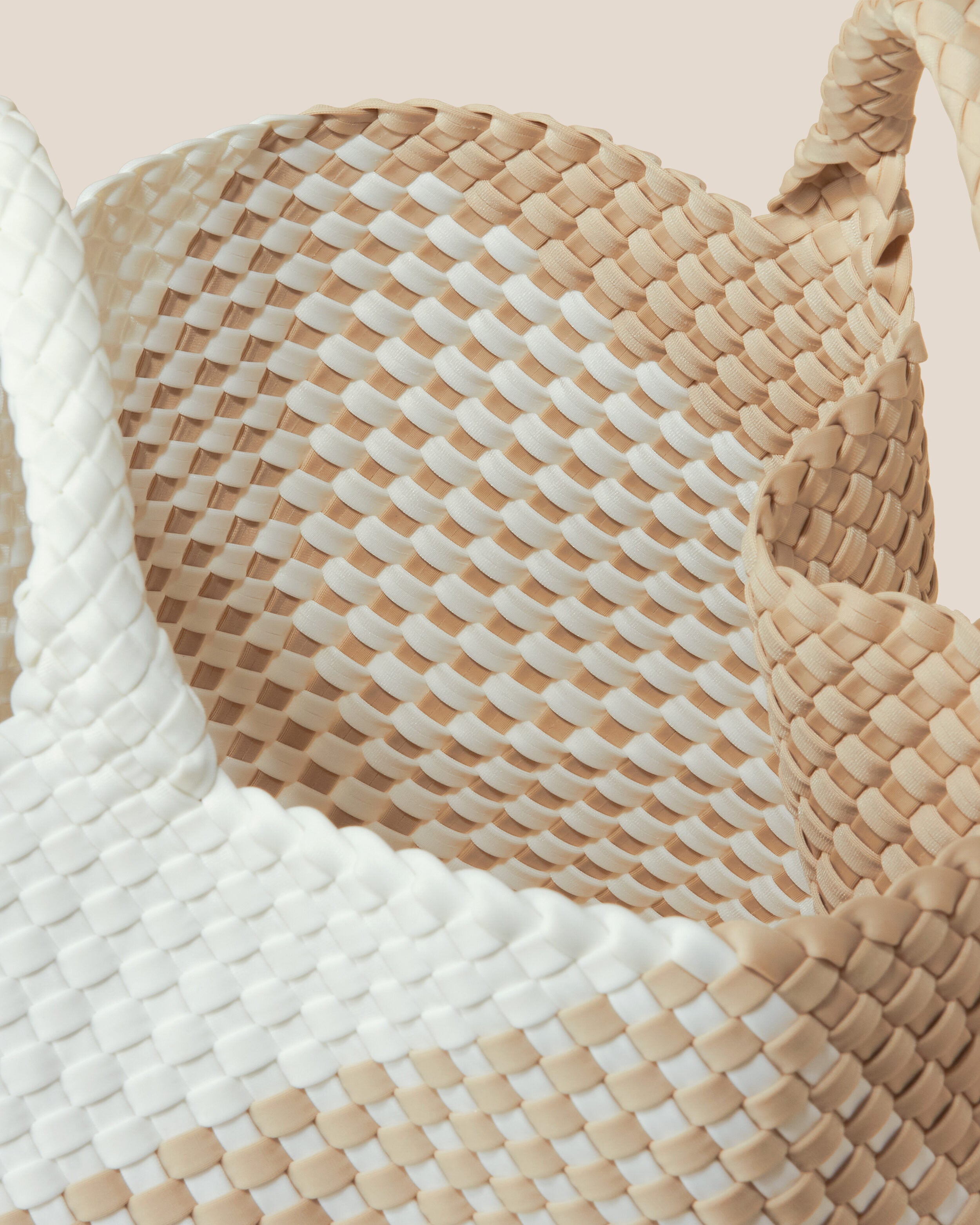 Interior close-up of St. Barths Tote in Athena showing its open top, and unlined interior.