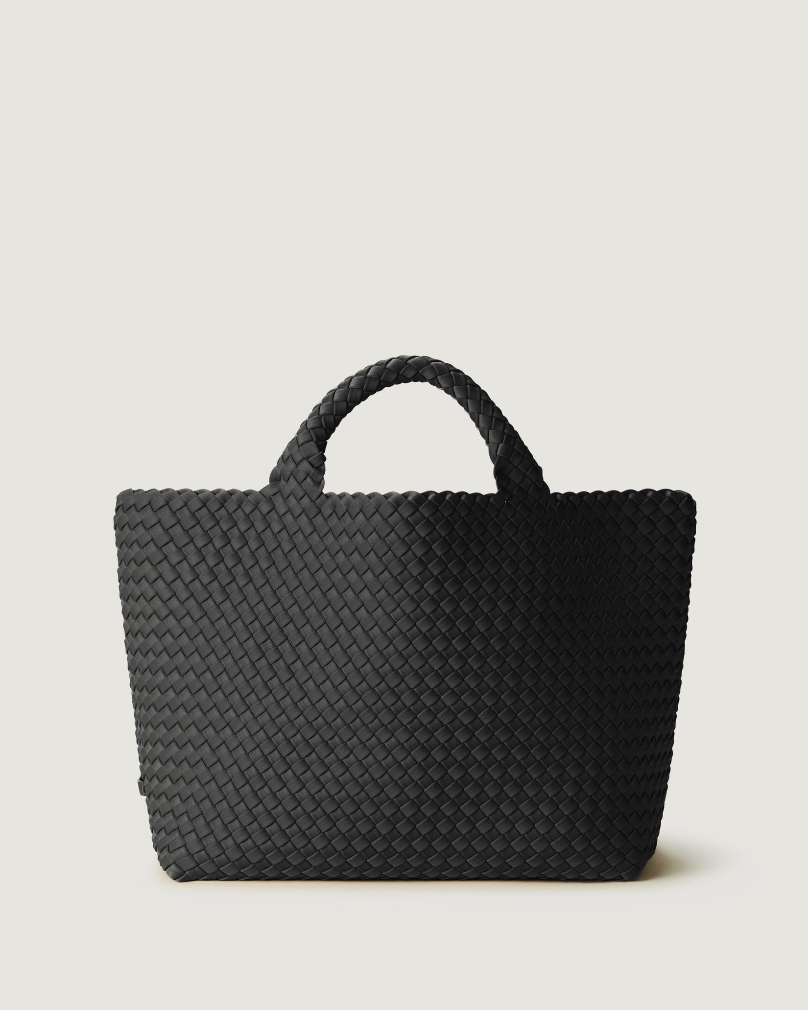 St. Barths Medium Tote Bag in Ash, a slate gray  tone, in handwoven neoprene featuring an open top, and woven top handles.