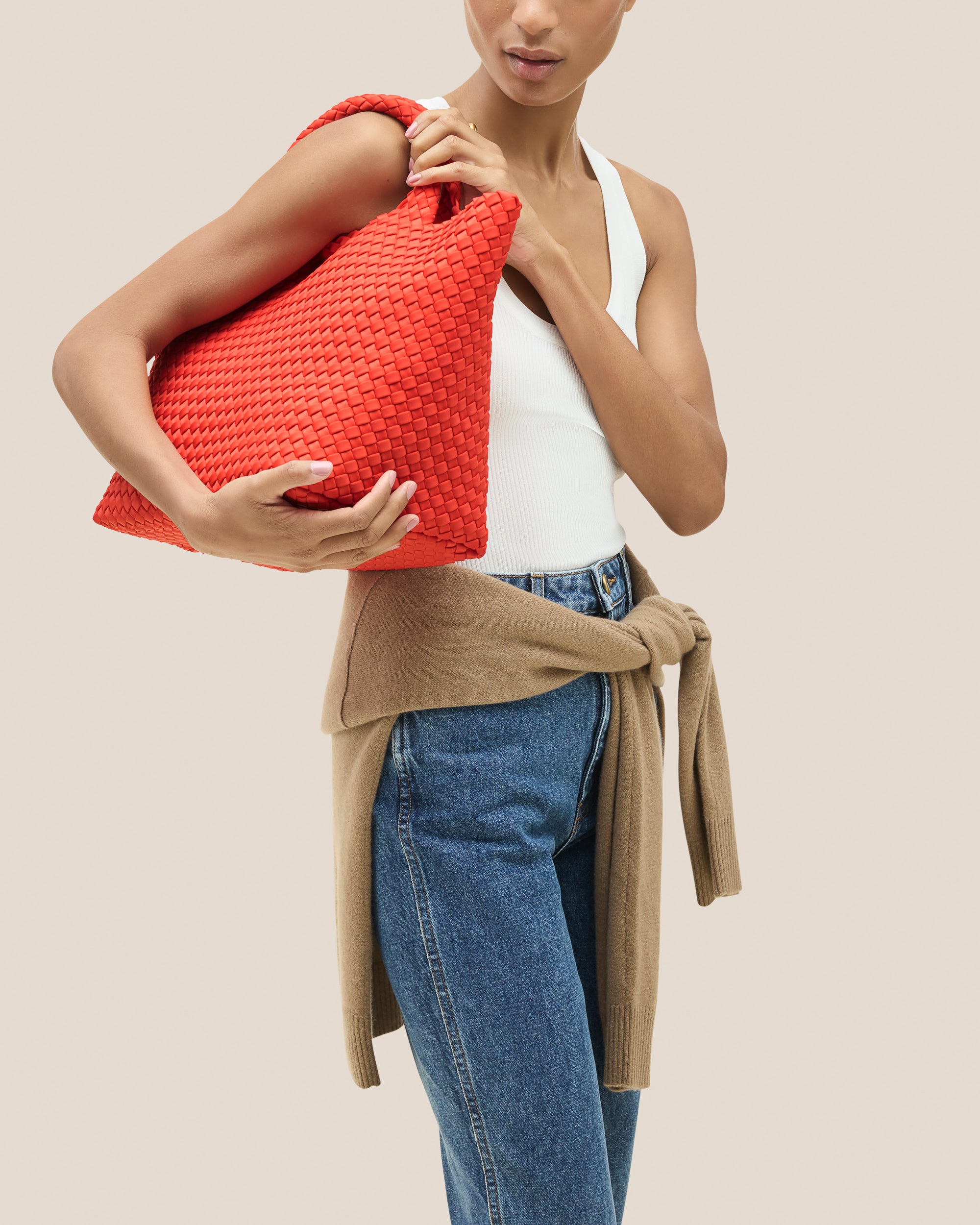 St. Barths Medium Tote in Ipanema | On Model Close Up