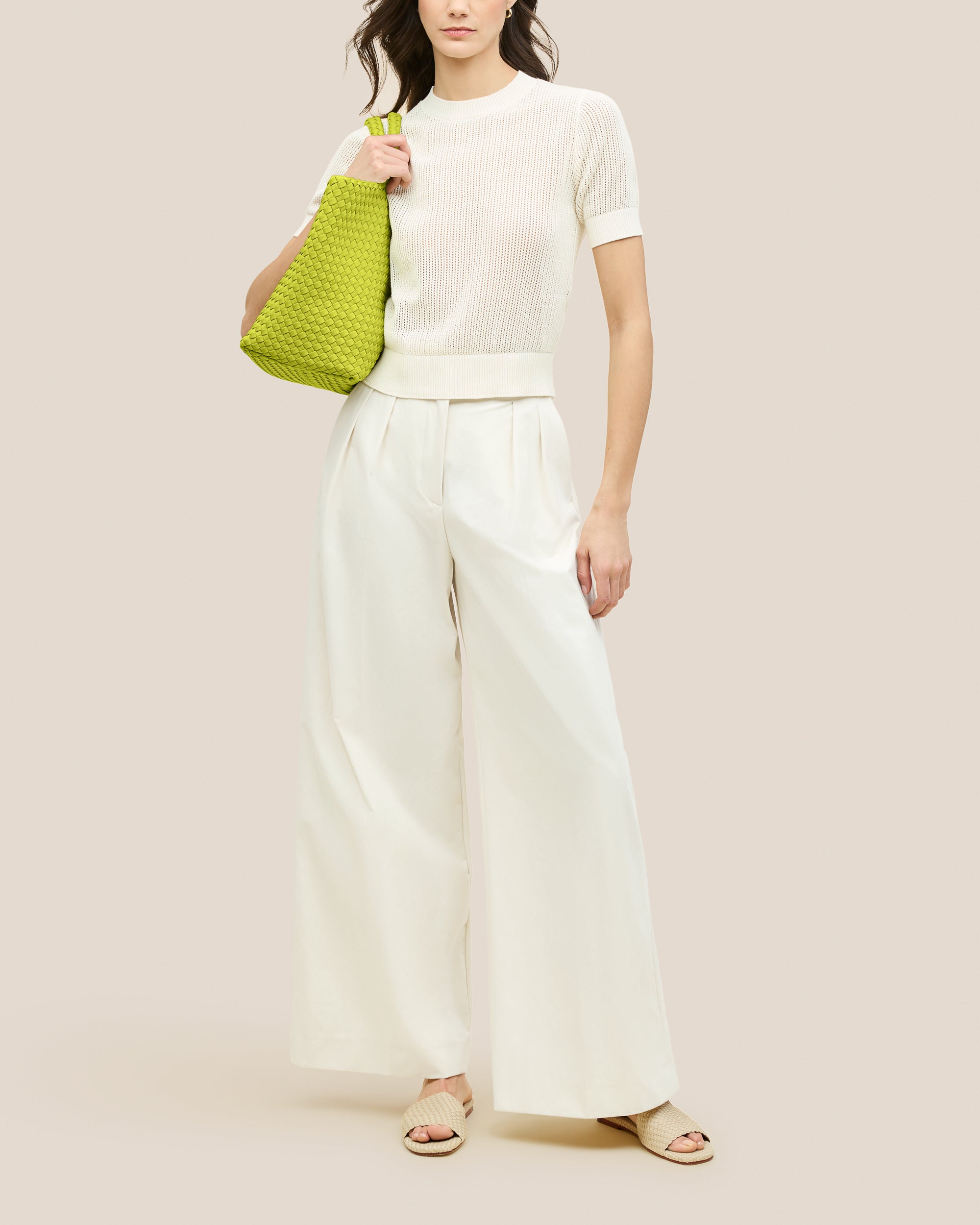 St. Barths Medium Tote in Matcha | On Model Full Body