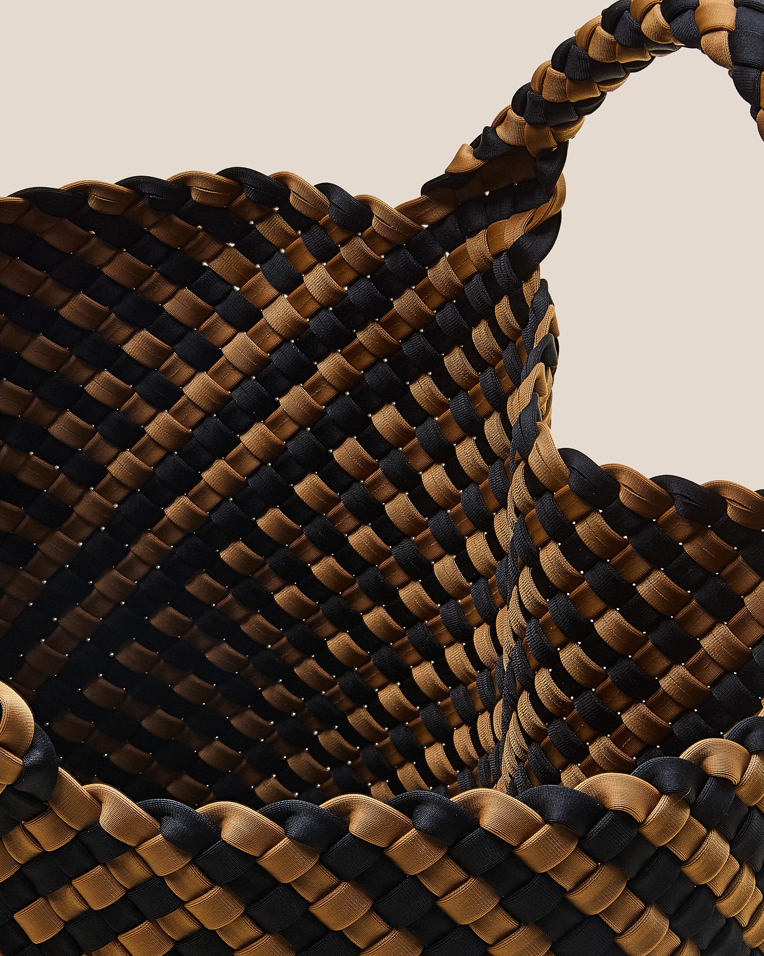 Interior close-up of St. Barths Tote in Ravenna showing its open top, and unlined interior.