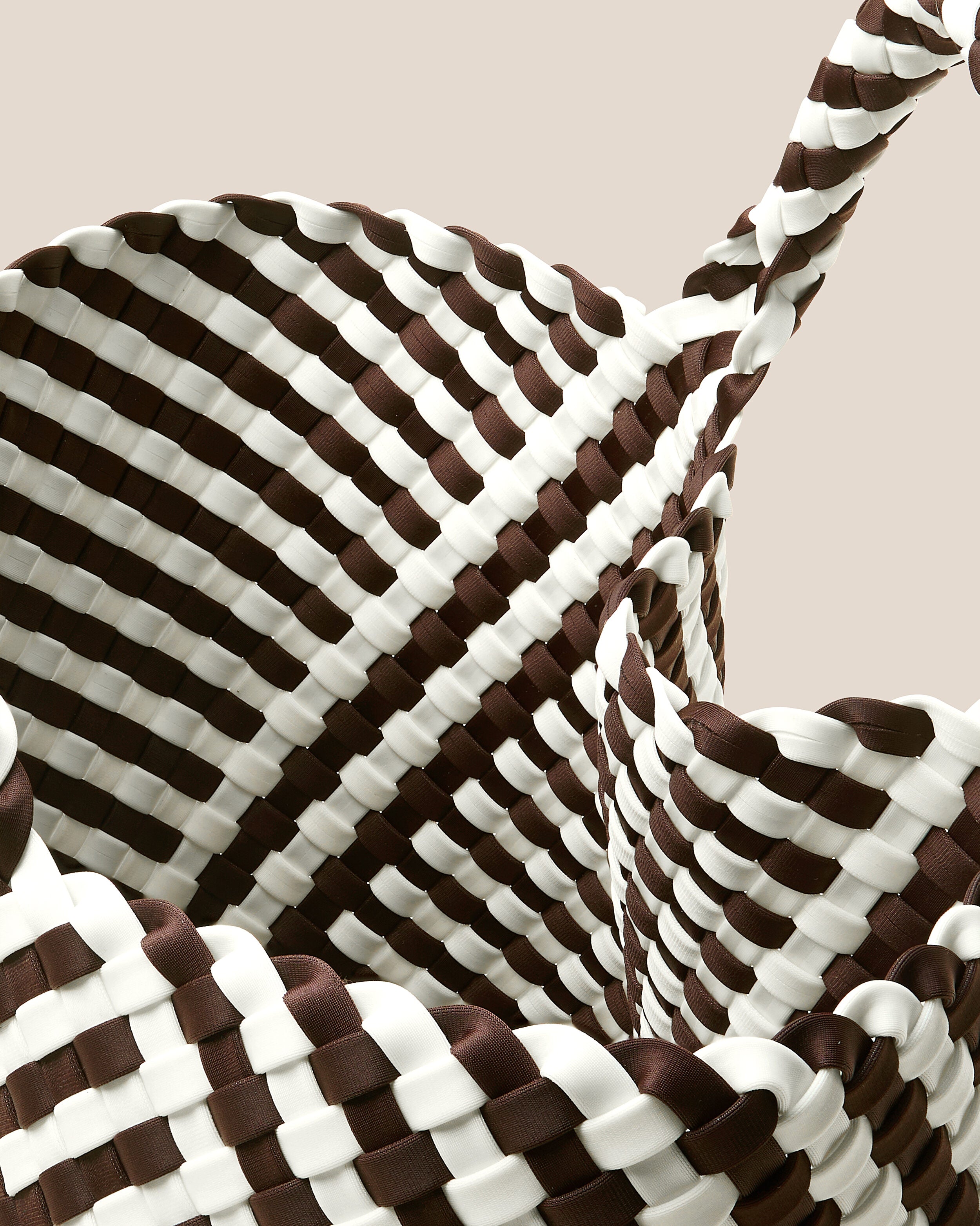 Interior close-up of St. Barths Tote in Roma showing its open top, and unlined interior.