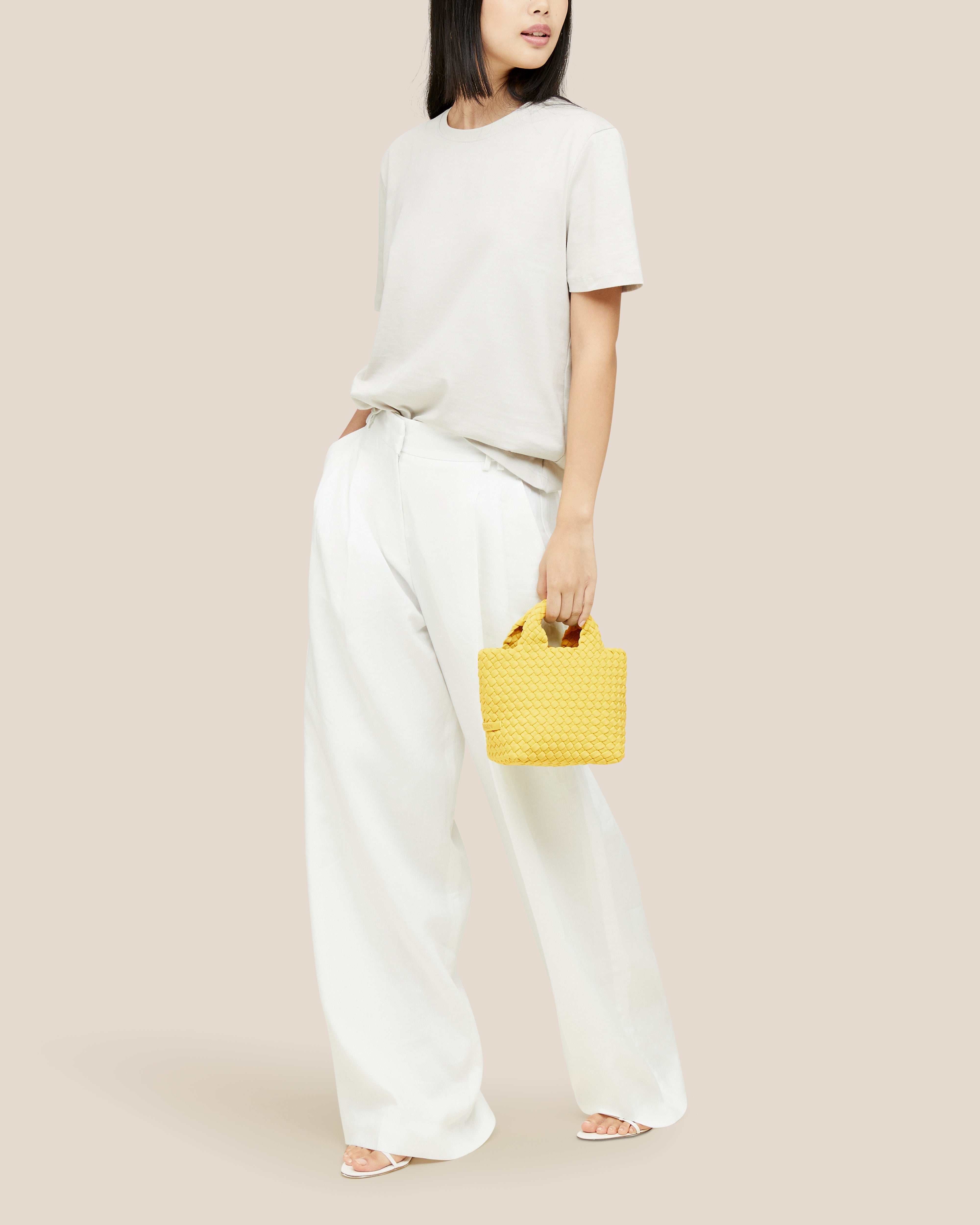 St. Barths Petit Tote | Citron | On Model Full