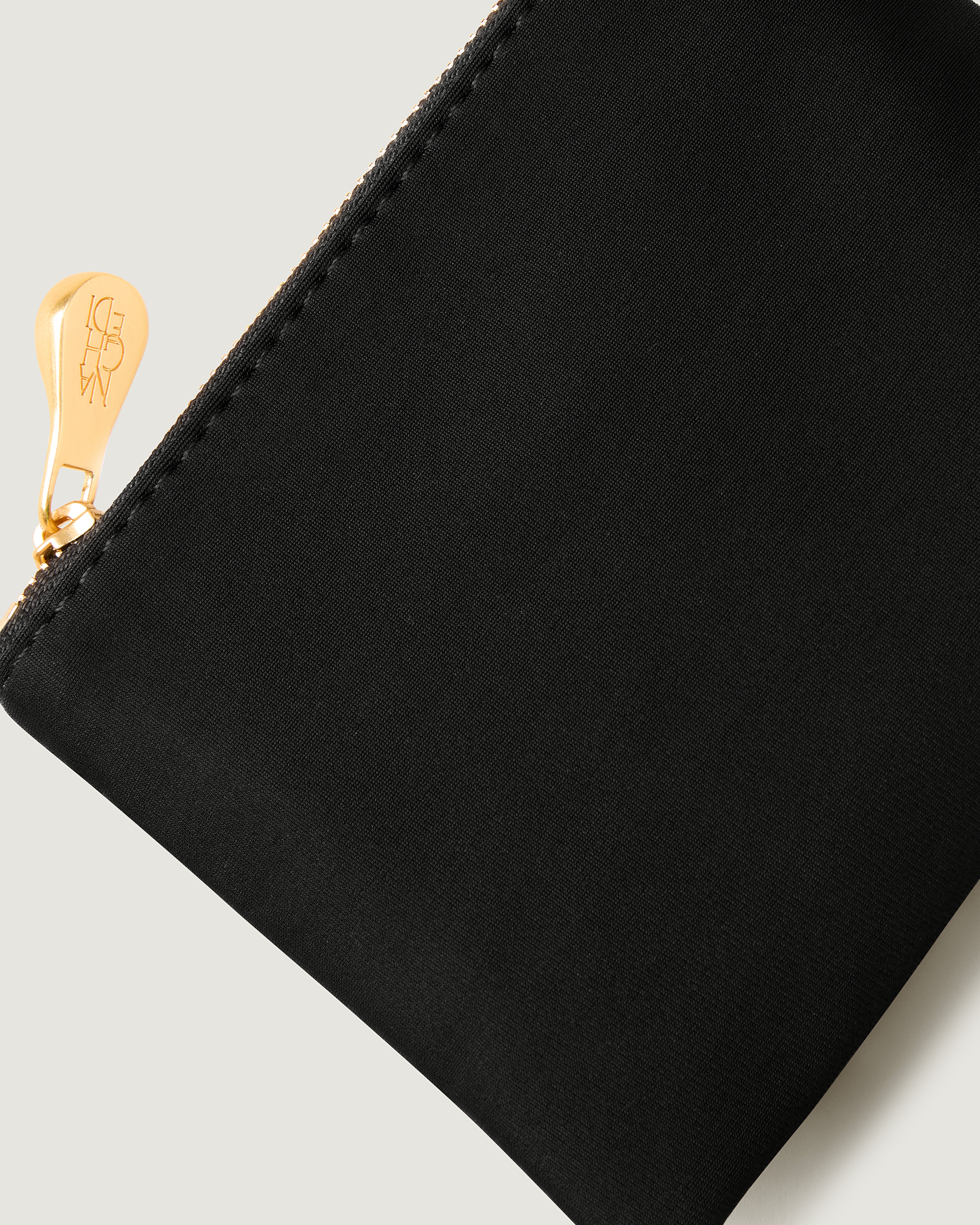 Close-up of included corresponding zippered pouch.