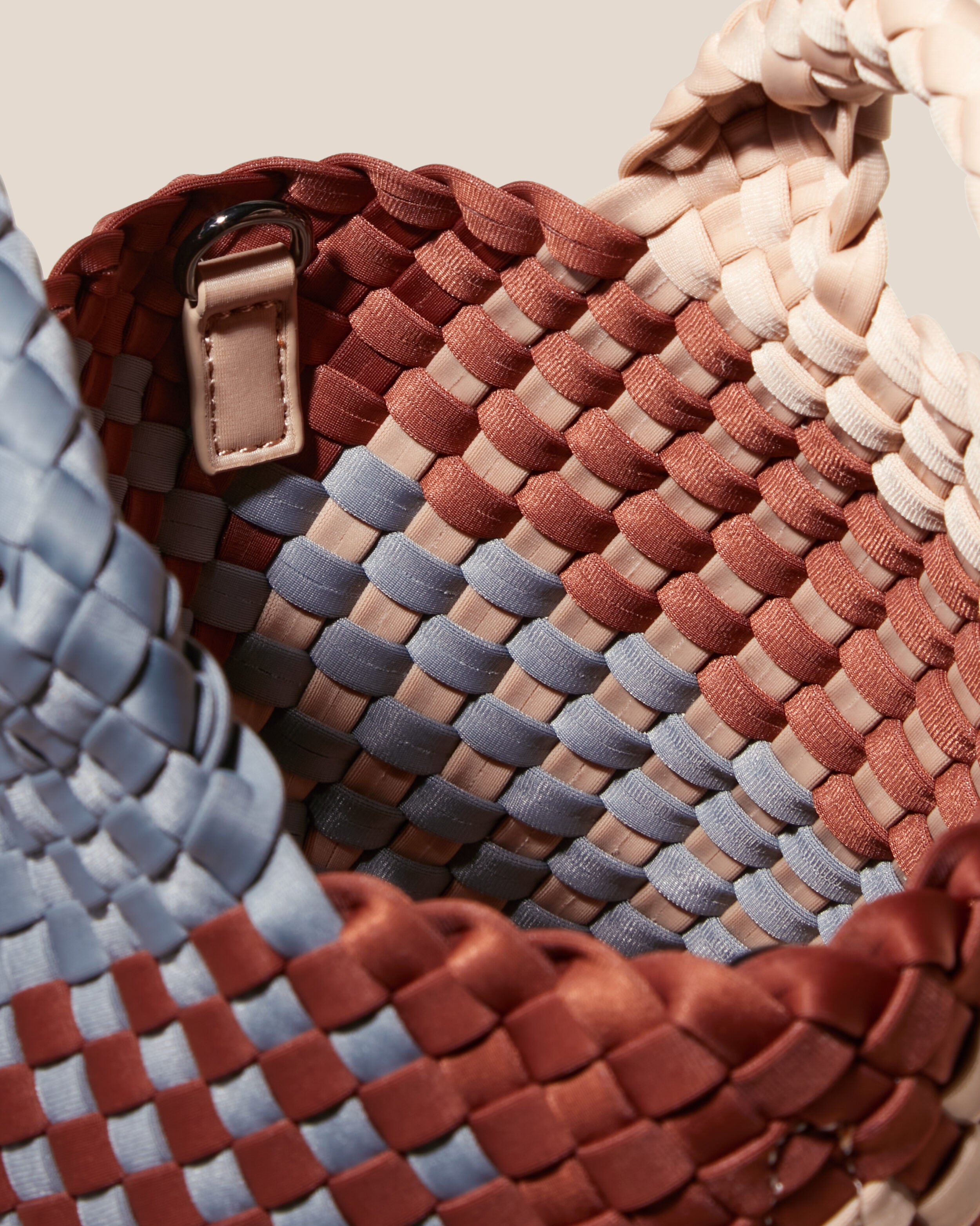 Interior close-up of St. Barths Tote in Taos showing its open top, and unlined interior.