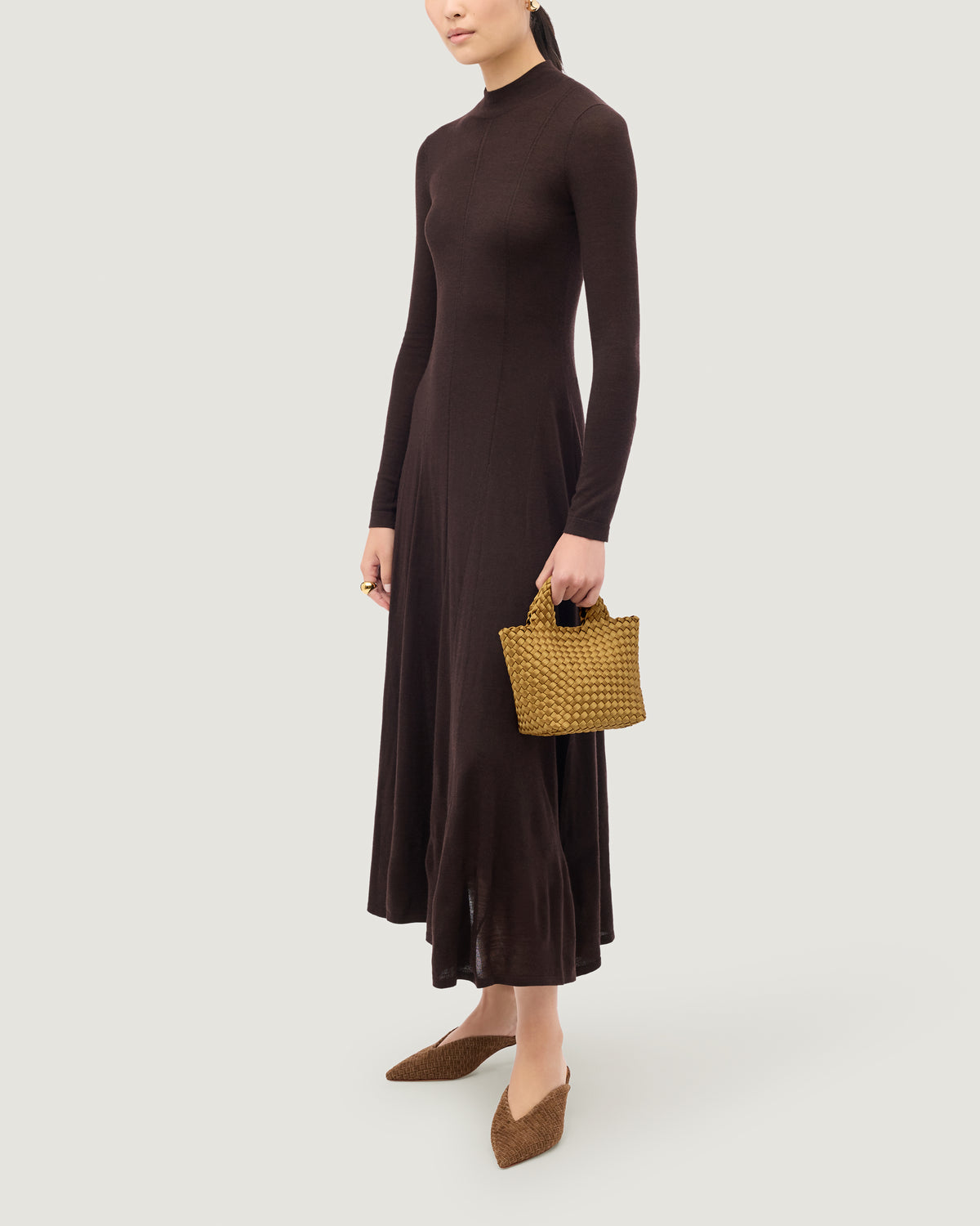 St. Barths Tote in Luce shown on model to illustrate scale and soft silhouette.