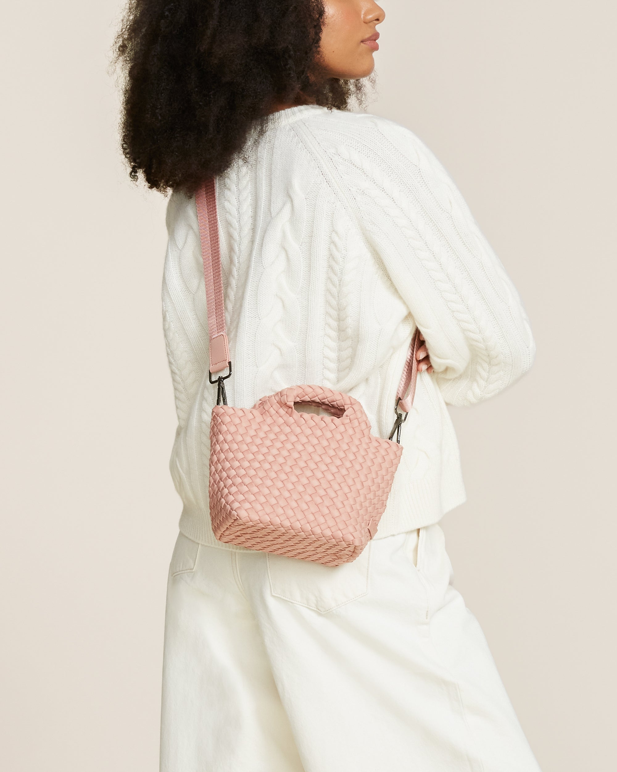 St. Barths Petit Tote in Dusk | On Model Close Up