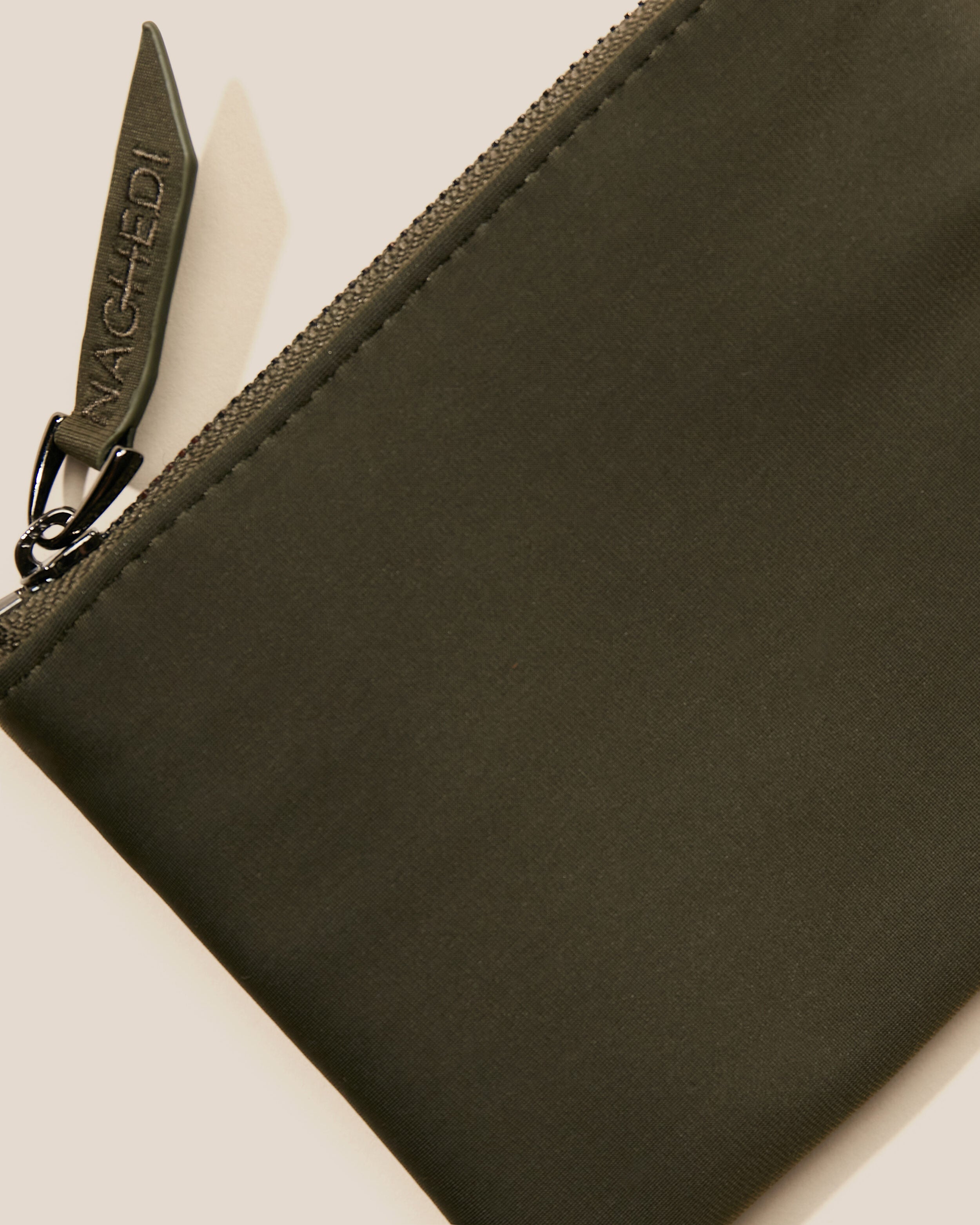 Close-up of included coordinating neoprene zippered pouch.