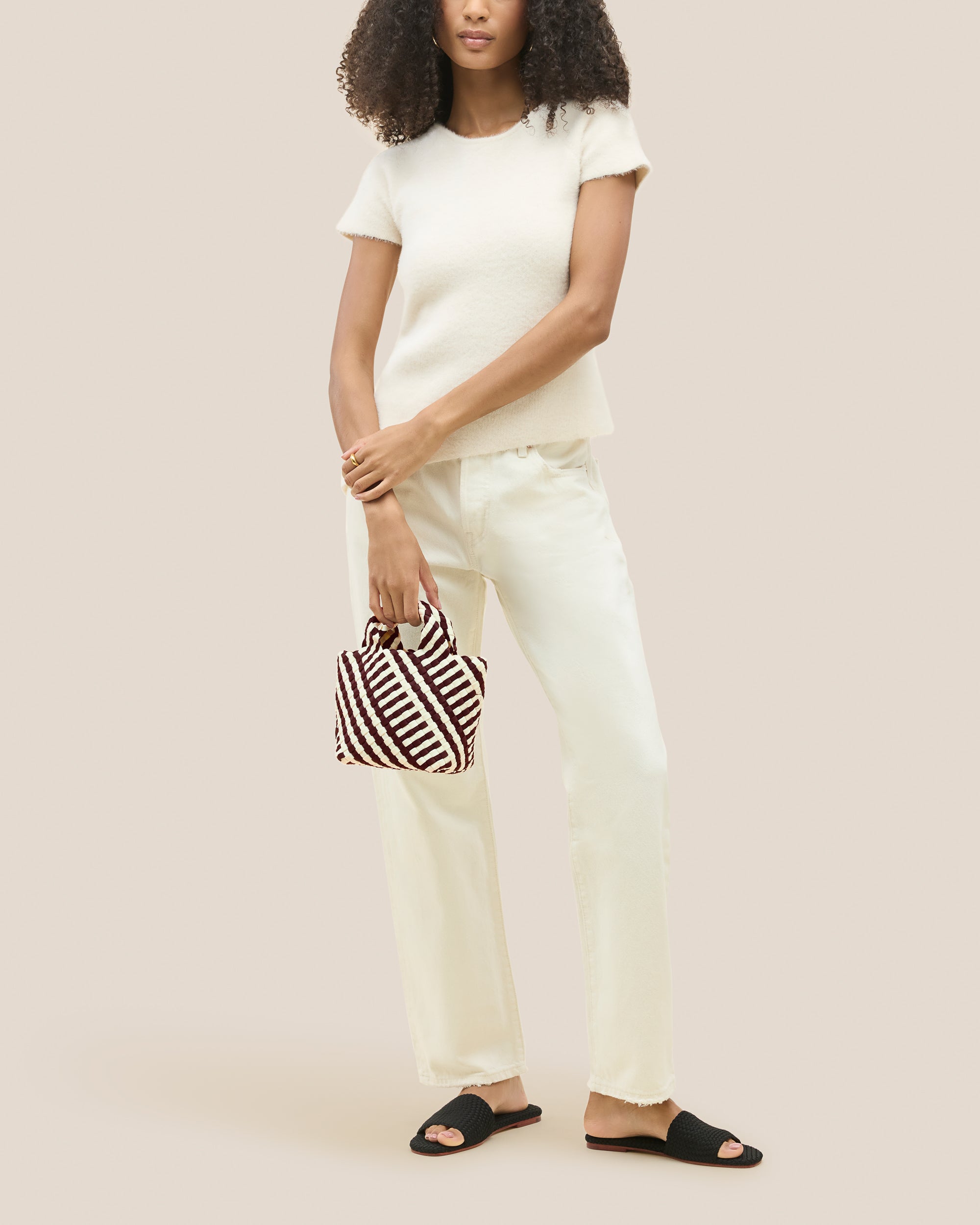 St. Barths Petit Tote Striped Geo in Roma | On Model Full Body