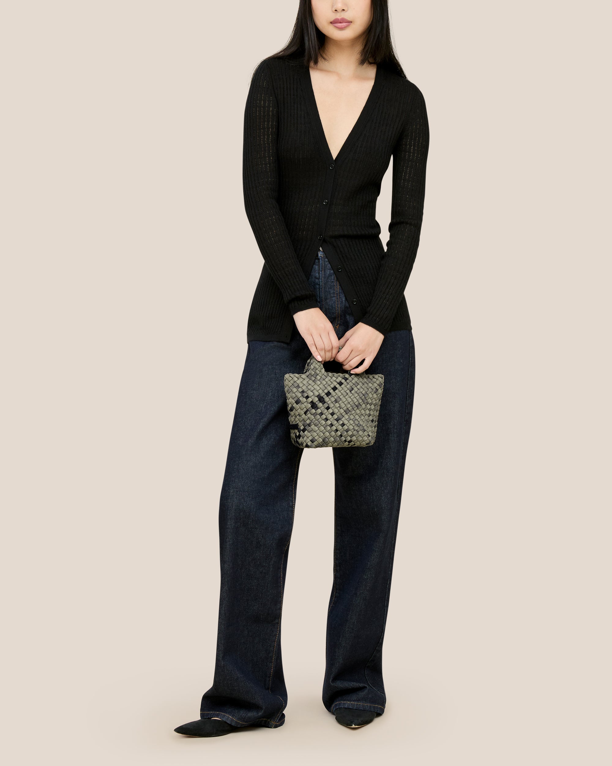 St. Barths Petit Tote Watercolor in Neptune | On Model Full Body