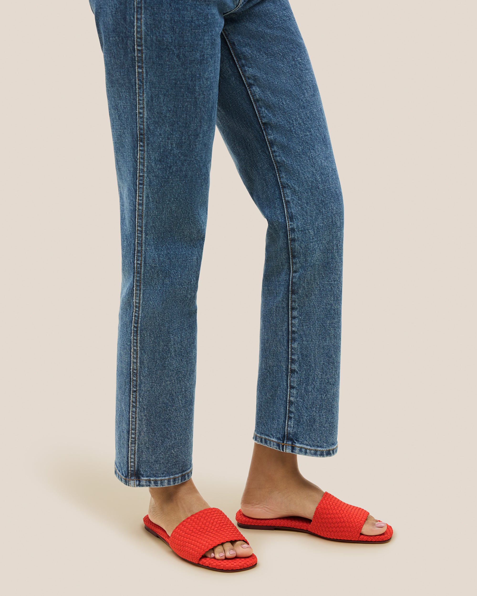 St. Barths Slide Sandals in Ipanema shown on model.
